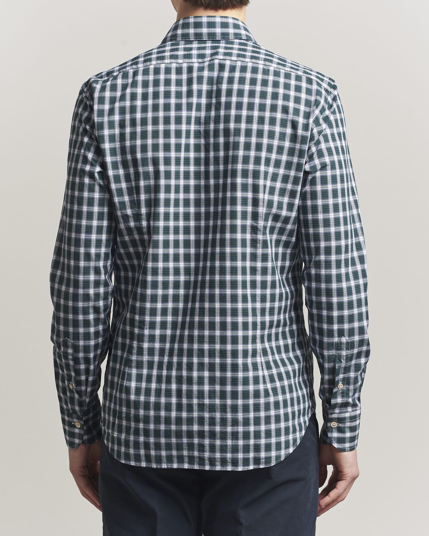 Herren | Hemden | Grigio | Washed Casual Shirt Green Check
