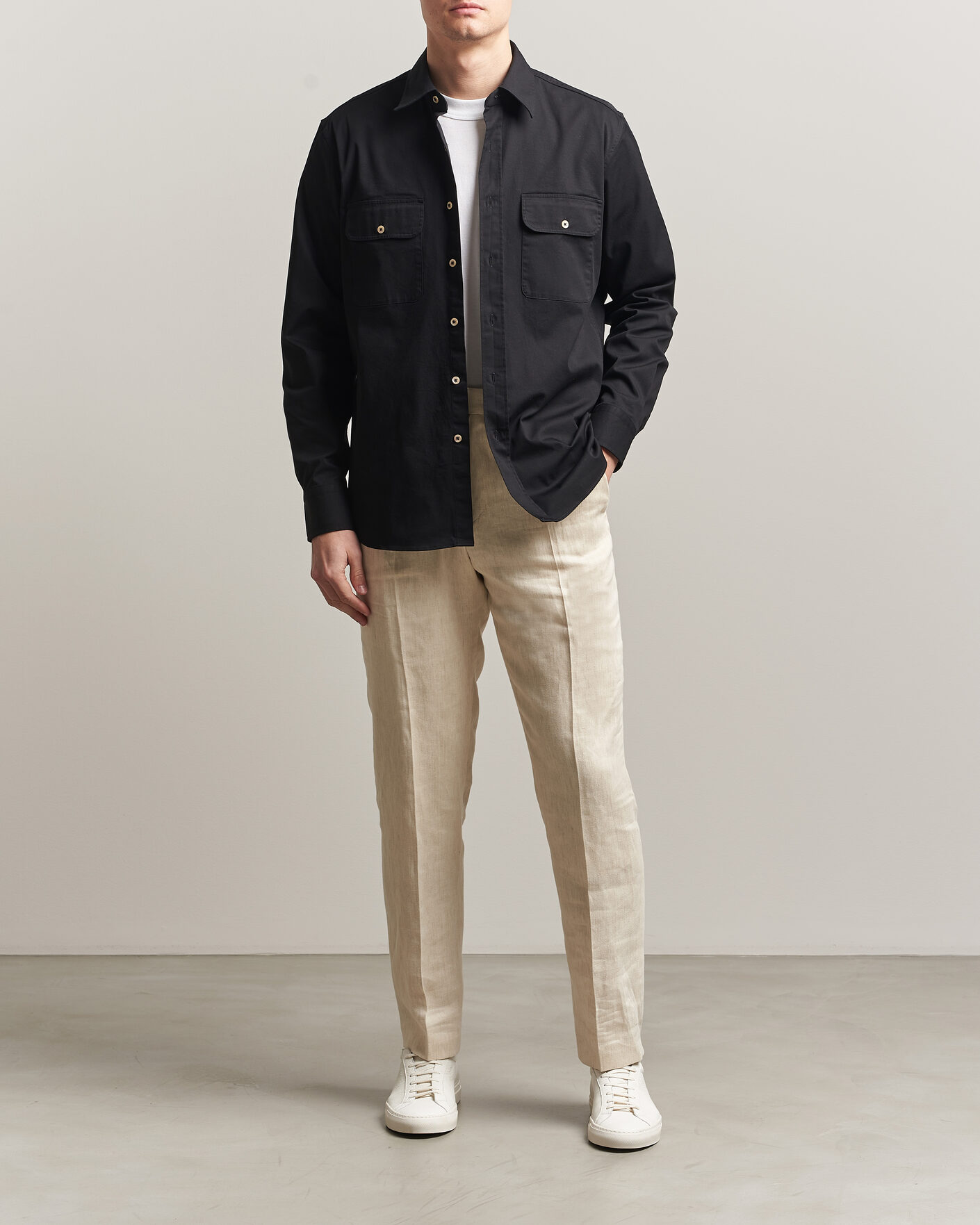 Herren | Hemden | Grigio | Illinois Cotton Overshirt Black