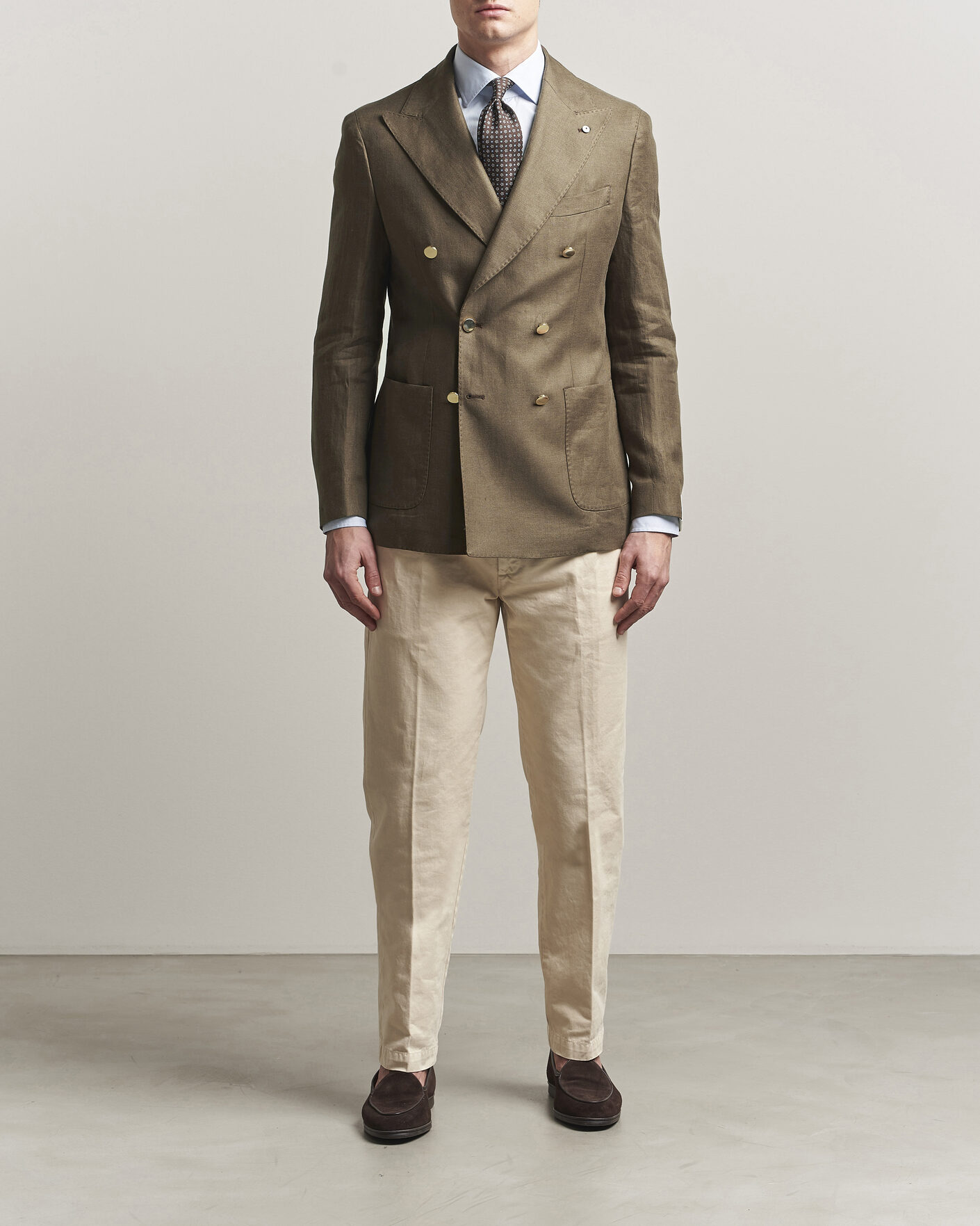 Herren | Sakkos | L.B.M. 1911 | Tom Regular DB Linen Blazer Olive