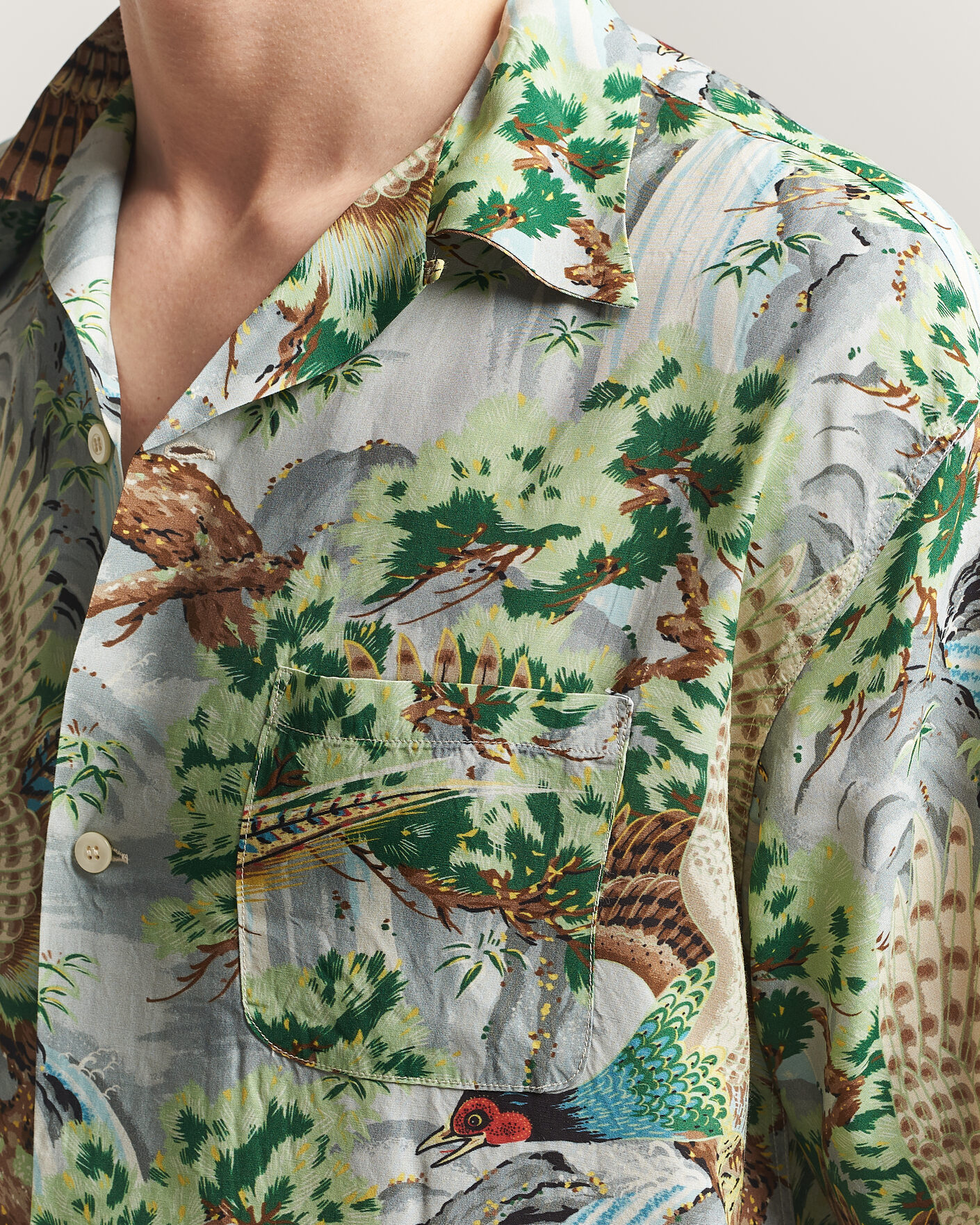 Herren | Hemden | orSlow | Peacock Garden Hawaiian Shirt Green