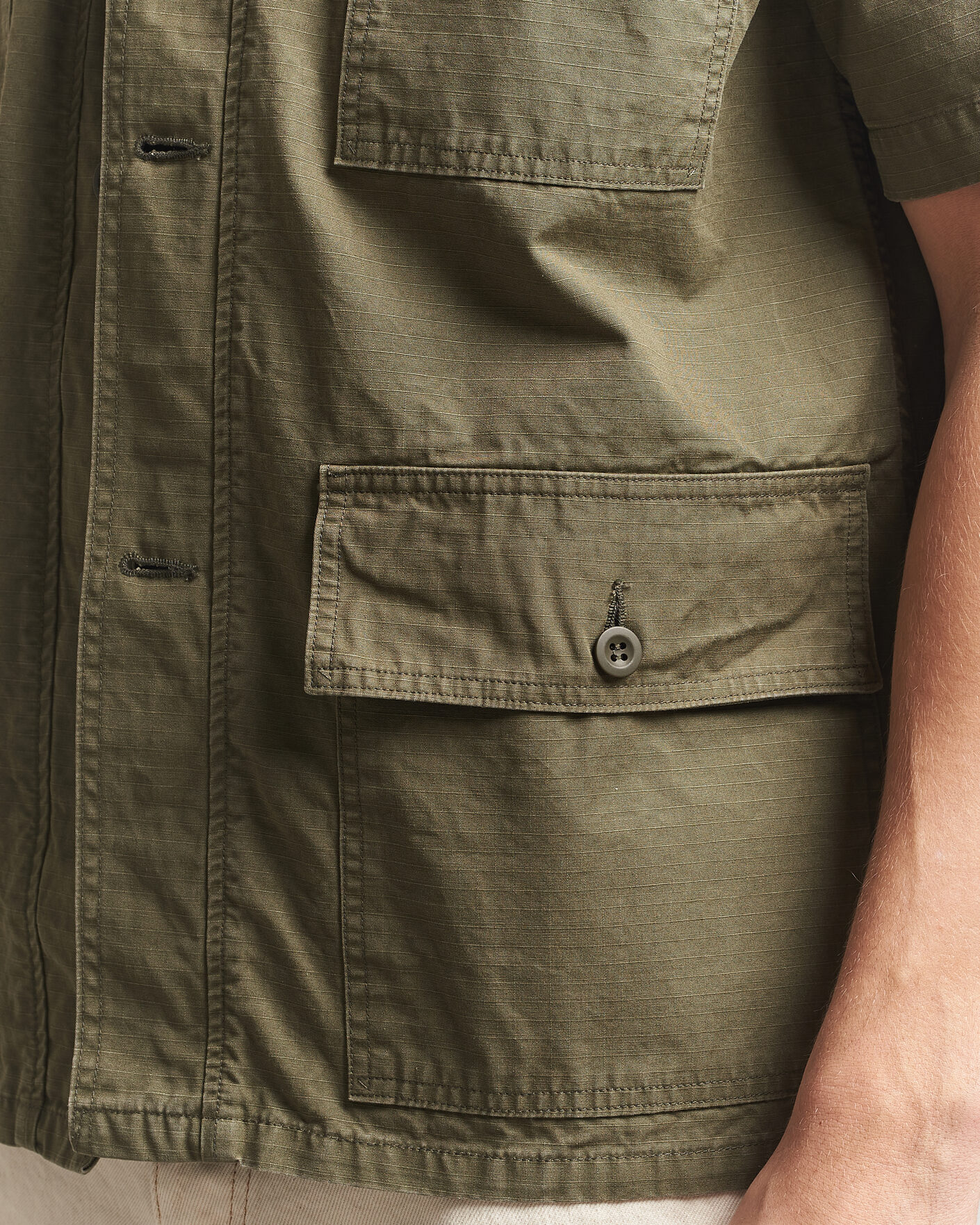 Herren | Hemden | orSlow | Short Sleeve Utility Shirt Army Green