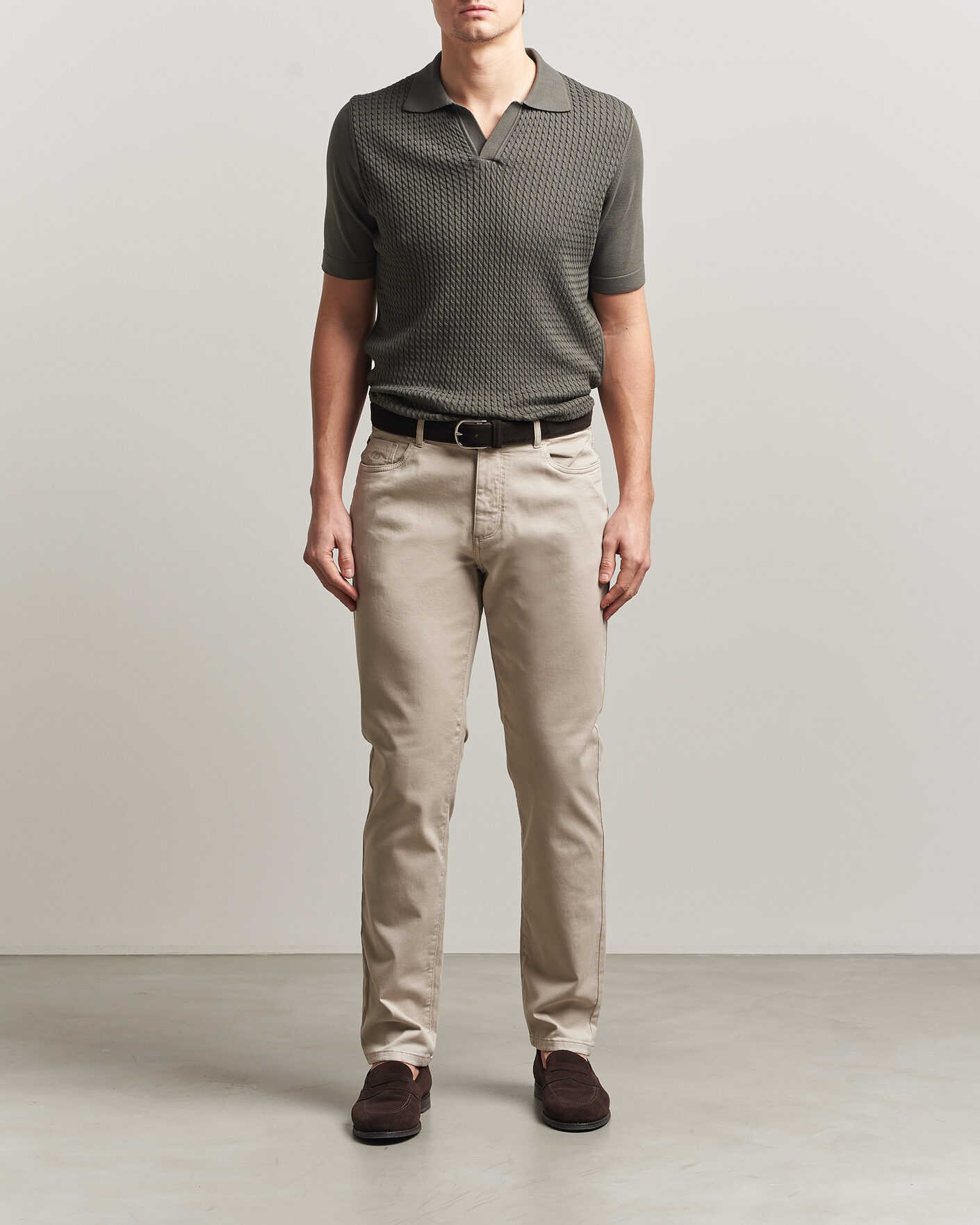 Herren | Hosen | Oscar Jacobson | Slim Fit 5-Pocket Chino Beige