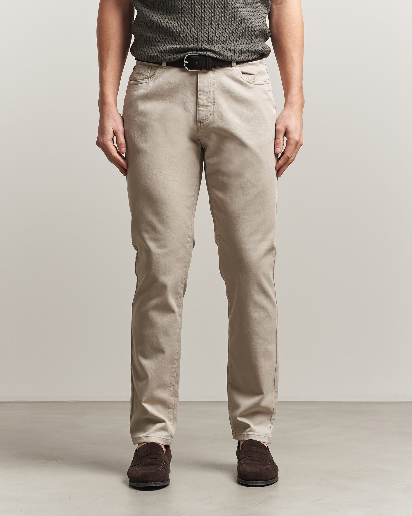 Herren | Hosen | Oscar Jacobson | Slim Fit 5-Pocket Chino Beige