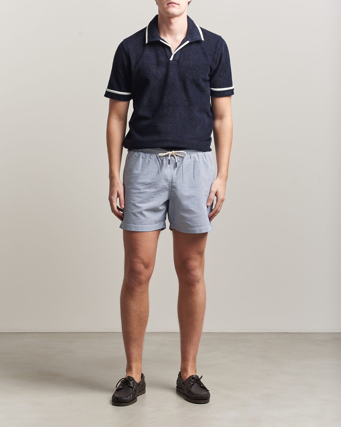 Herren | Badehosen | Orlebar Brown | Boxer Seersucker Drawstring Swim Shorts Nova Blue