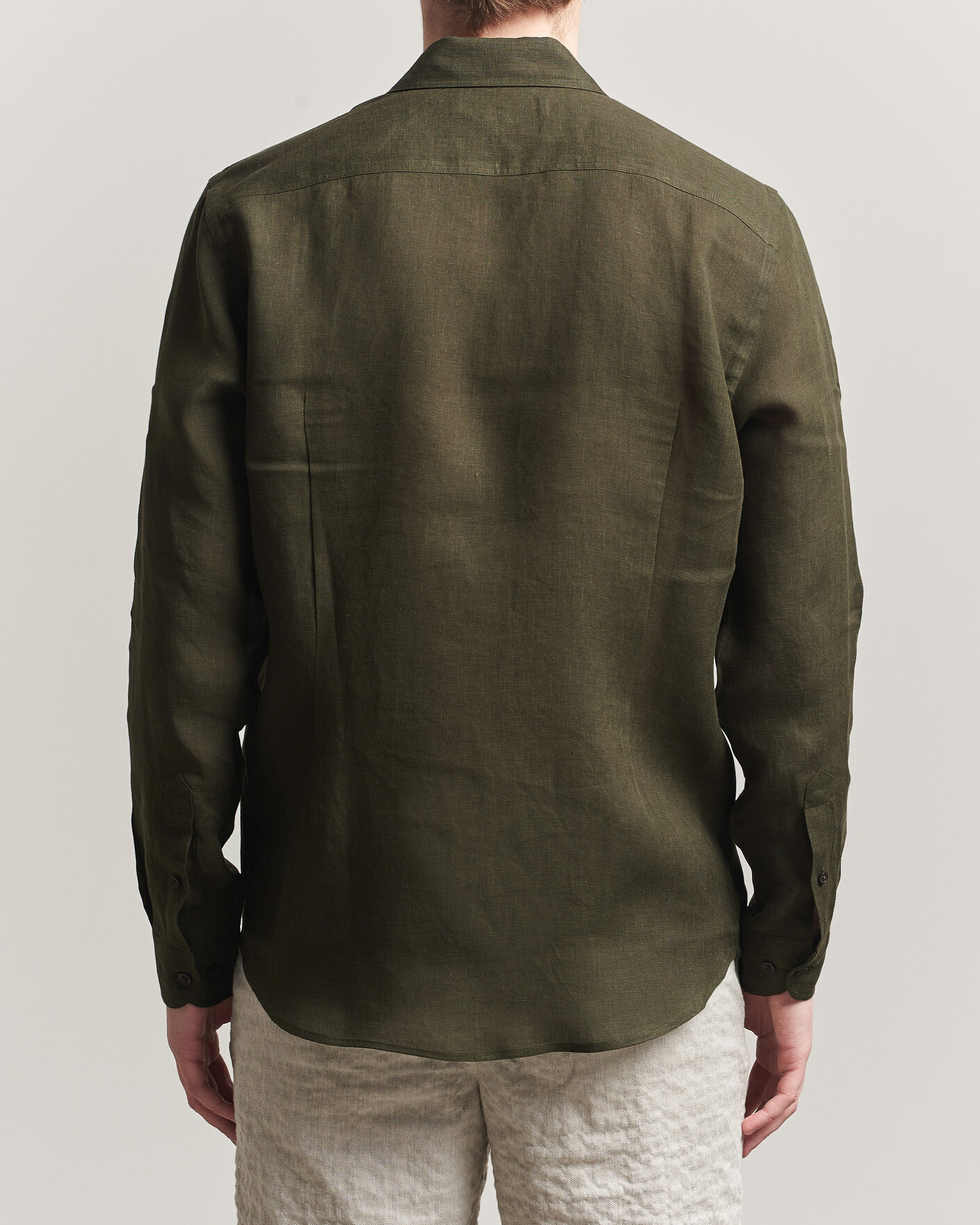 Herren | Hemden | Orlebar Brown | Giles Linen Stiched Shirt Bayleaf Green