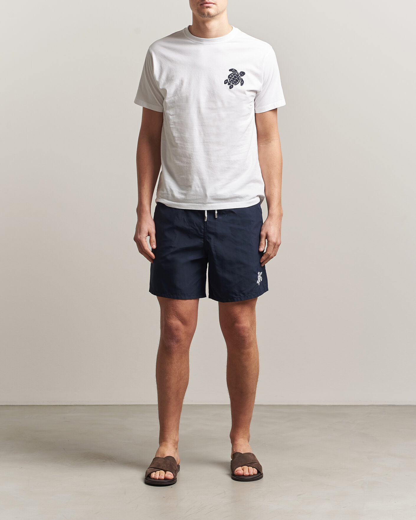 Herren | Badehosen | Vilebrequin | Moka Swimshorts Marine/Blanc