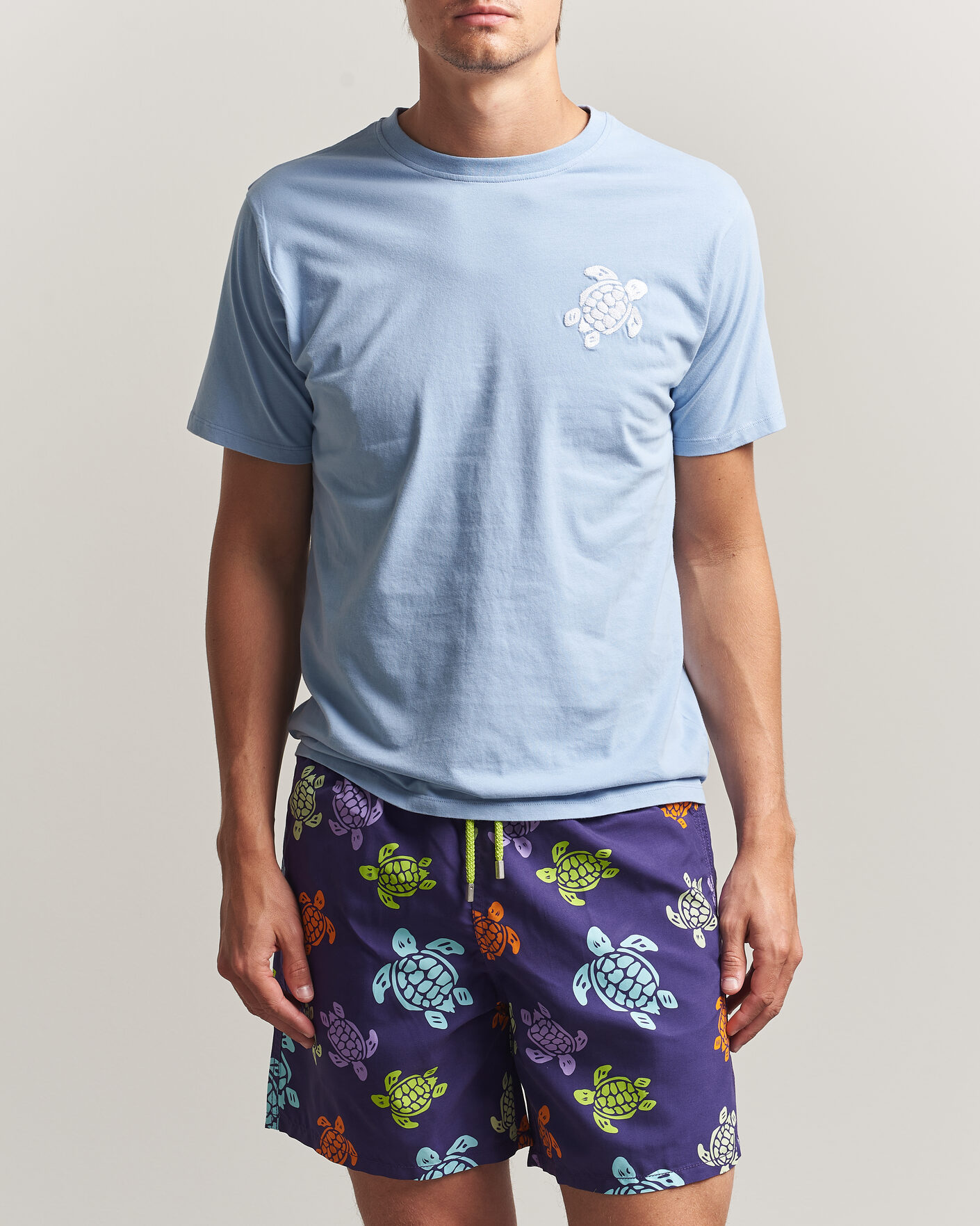 Herren | T-Shirts | Vilebrequin | Printed Crew Neck T-Shirt Cloudy Blue