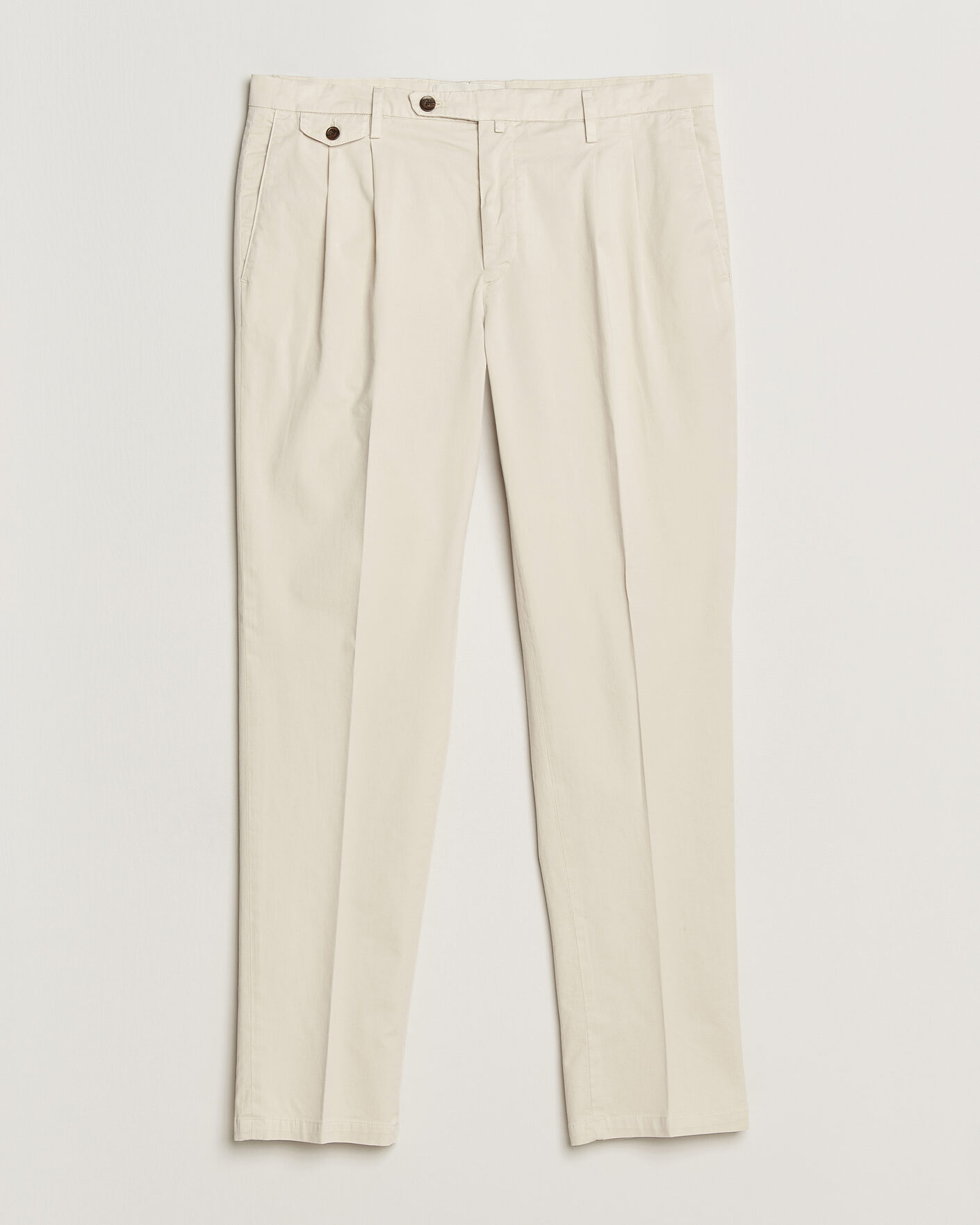 Herren | Hosen | Briglia 1949 | Easy Fit Pleated Cotton Stretch Chino Cream