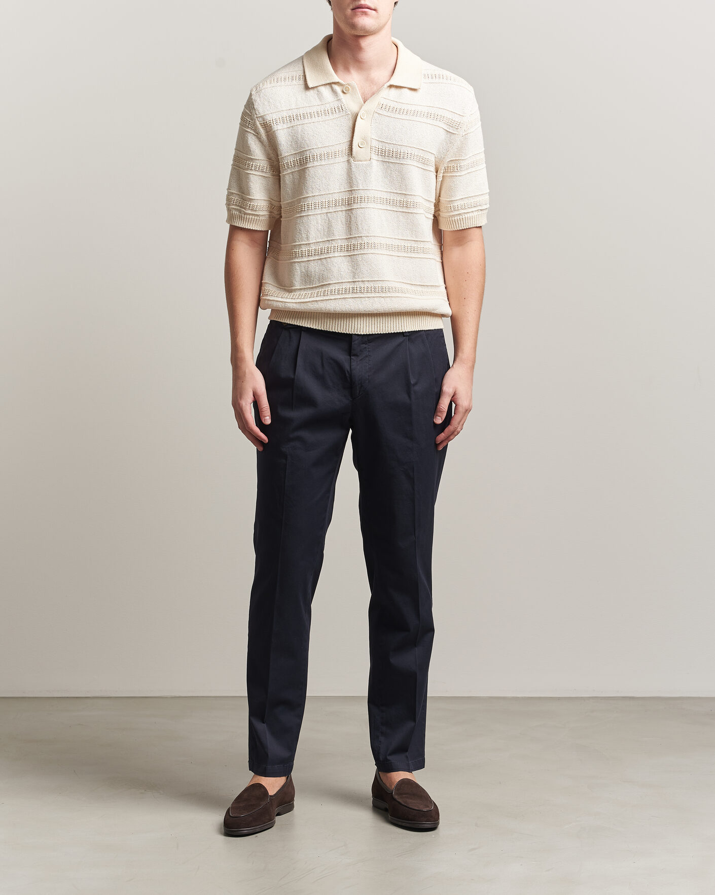 Herren | Hosen | Briglia 1949 | Easy Fit Pleated Cotton Stretch Chino Navy