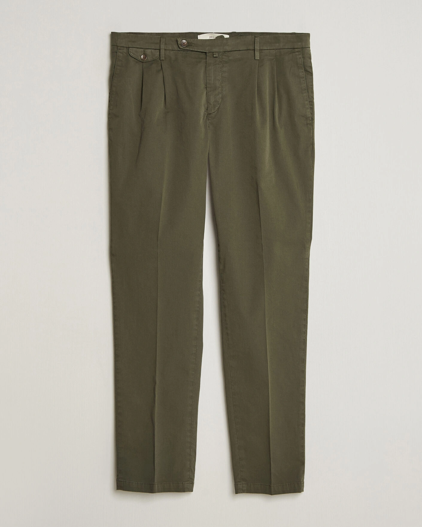 Herren | Hosen | Briglia 1949 | Easy Fit Pleated Cotton Stretch Chino Olive