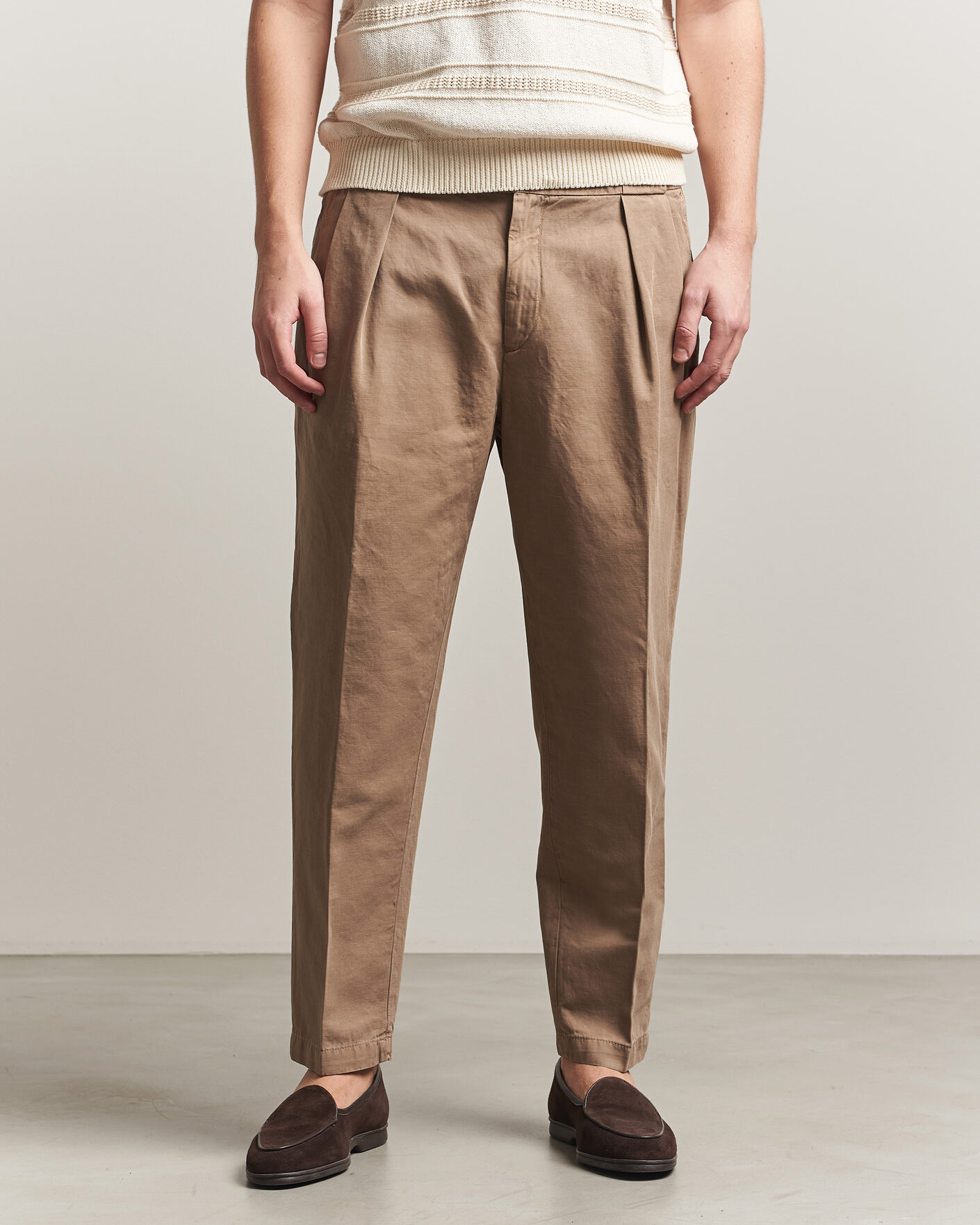 Herren | Hosen | Briglia 1949 | Portobello Loose Fit Cotton/Linen Trousers Beige