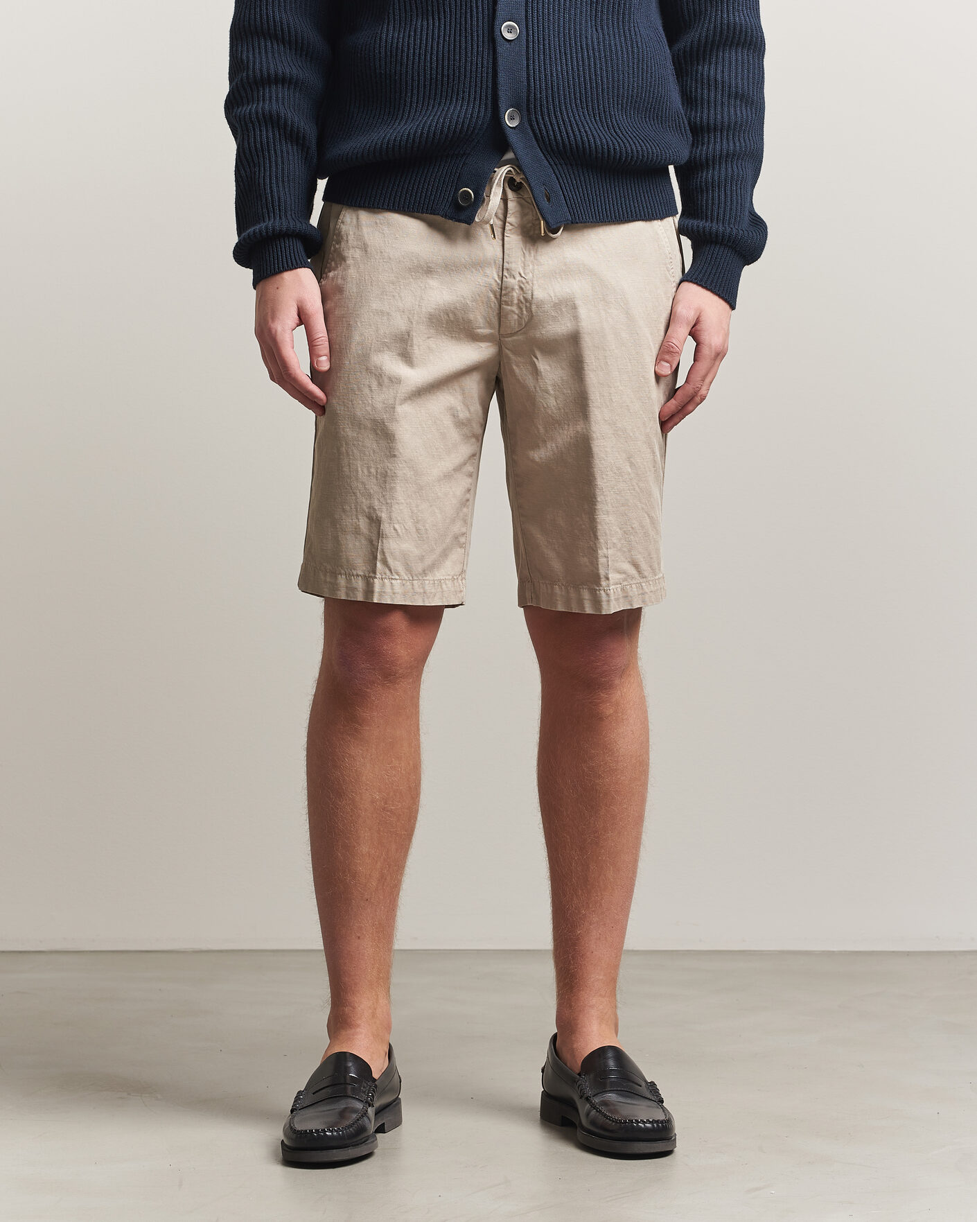 Herren | Shorts | Briglia 1949 | Cotton/Linen Drawstring Shorts Beige