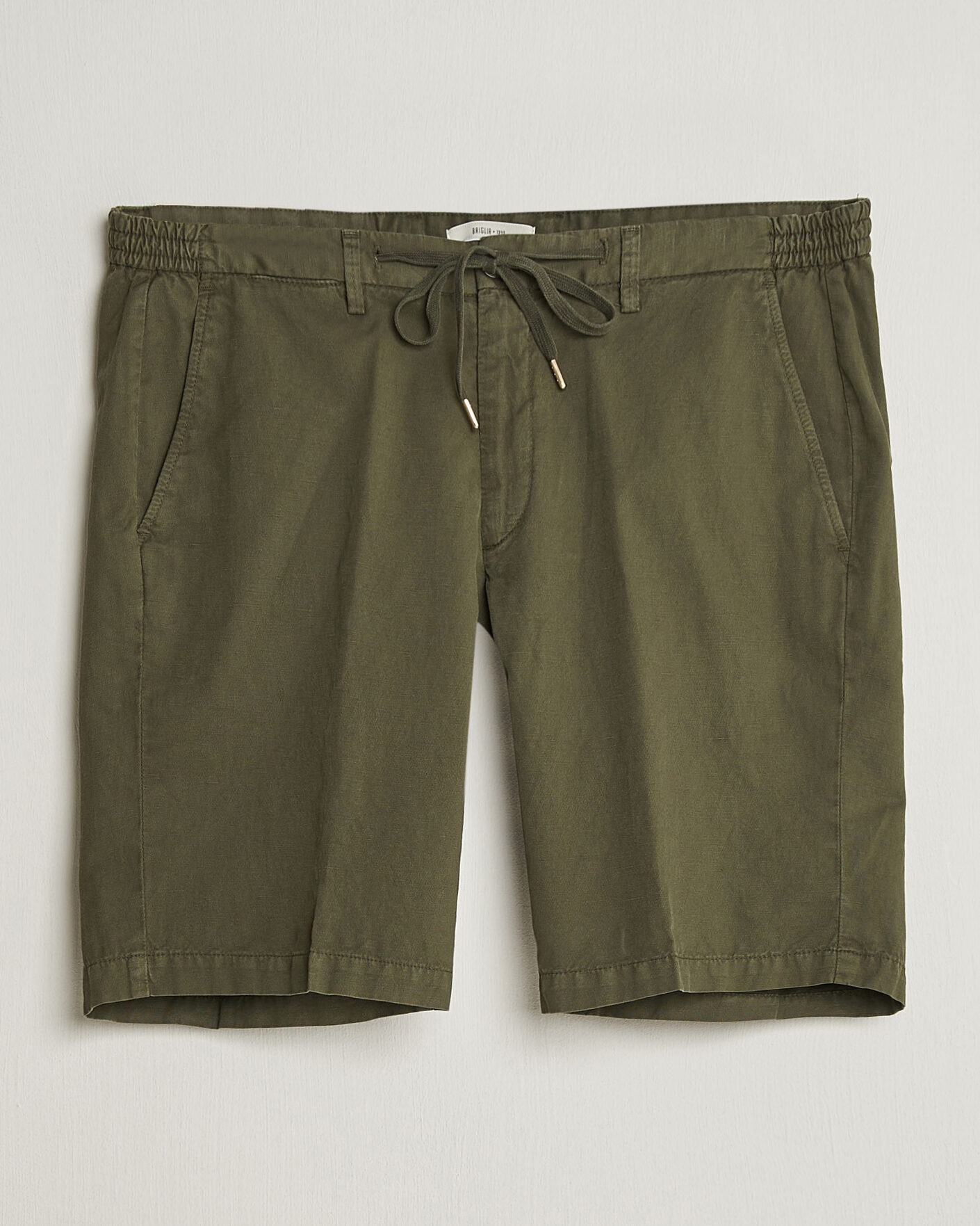 Herren | Shorts | Briglia 1949 | Cotton/Linen Drawstring Shorts Olive