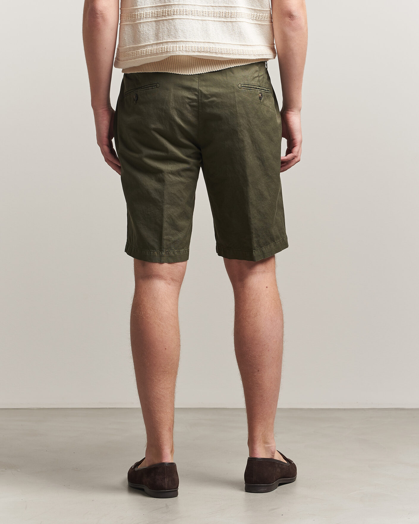 Herren | Shorts | Briglia 1949 | Cotton/Linen Drawstring Shorts Olive