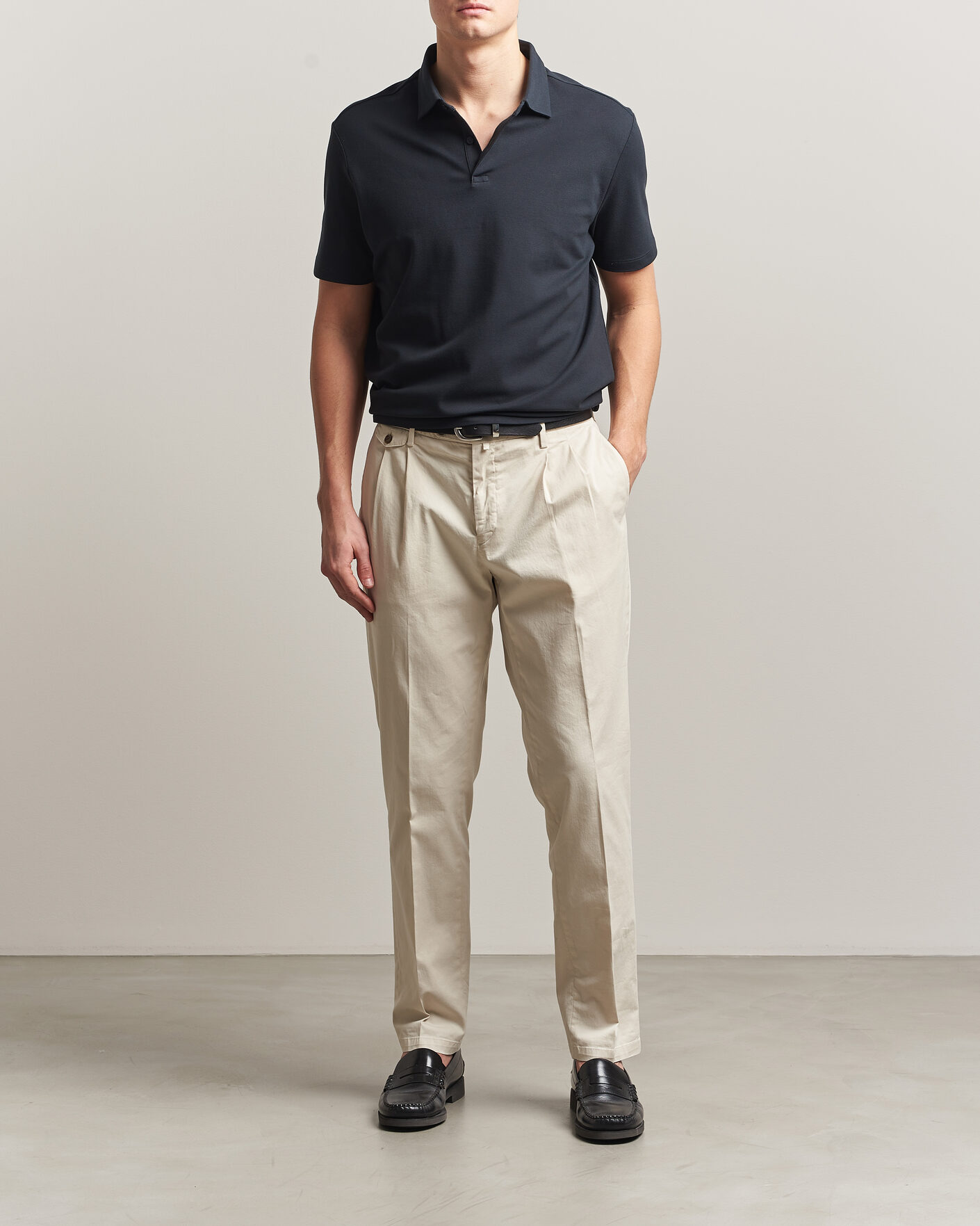 Herren | Poloshirts | Charles Tyrwhitt | Smart Stretch Pique Polo Black