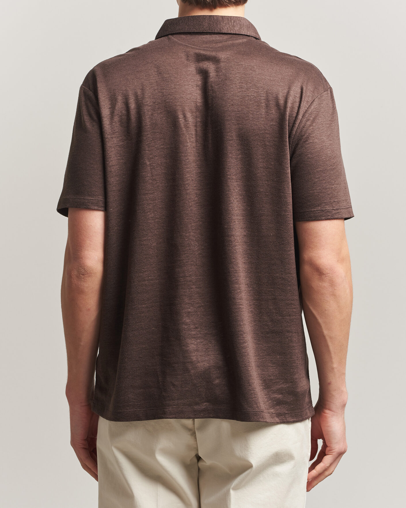 Herren | Poloshirts | Charles Tyrwhitt | Short Sleeve Linen Polo Chocolate Brown