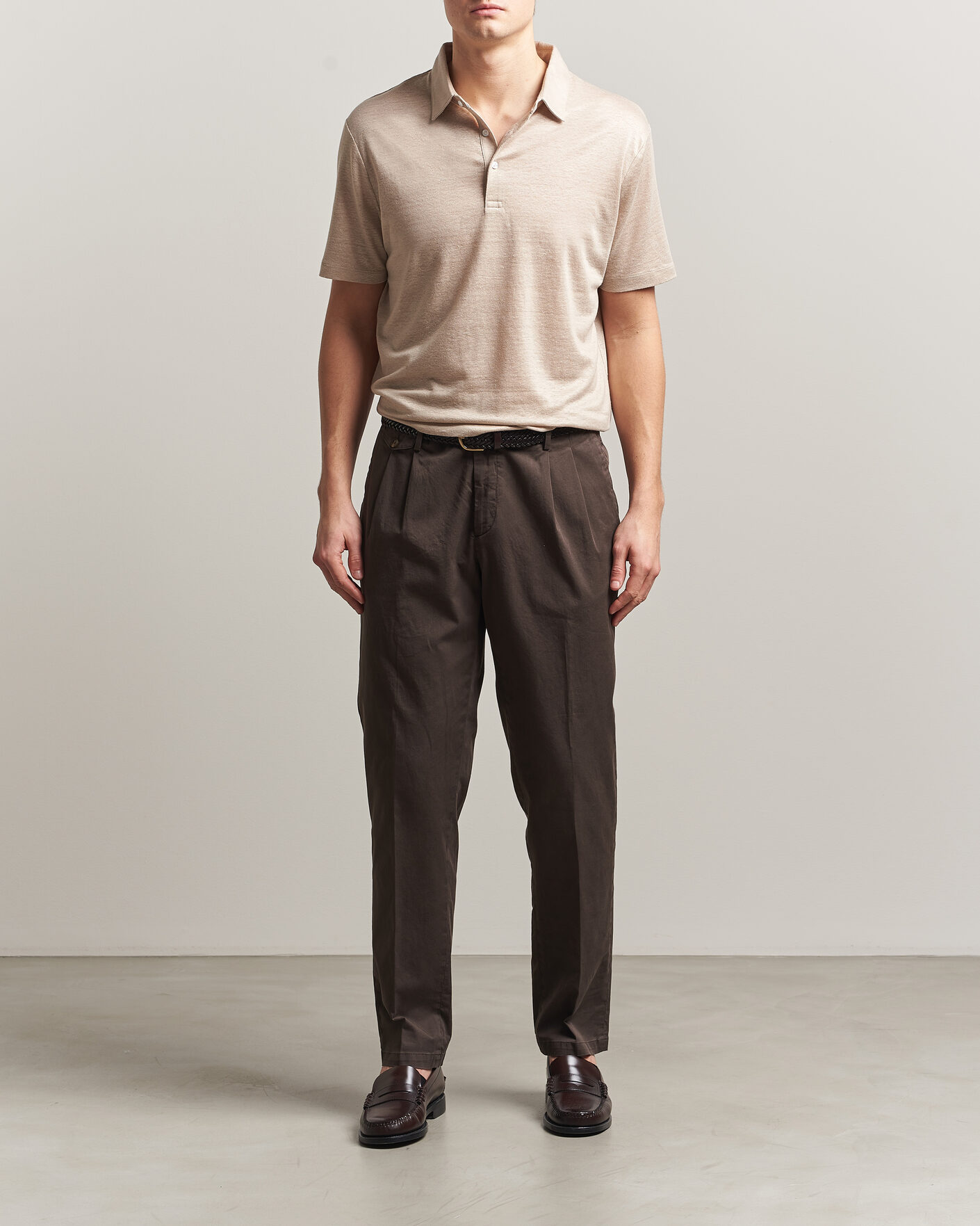 Herren | Poloshirts | Charles Tyrwhitt | Short Sleeve Linen Polo Oatmeal