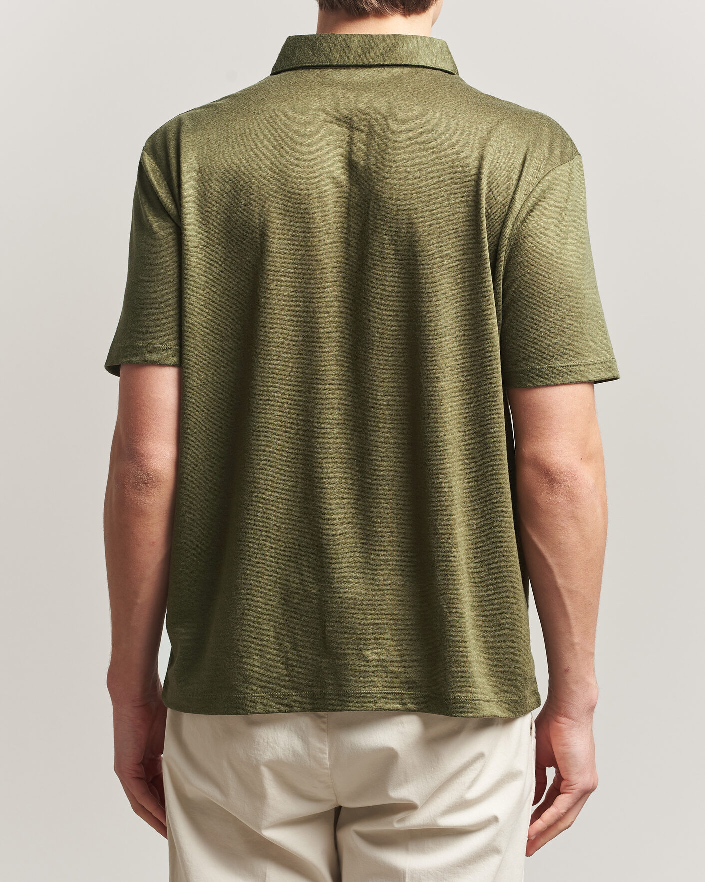 Herren | Poloshirts | Charles Tyrwhitt | Short Sleeve Linen Polo Olive