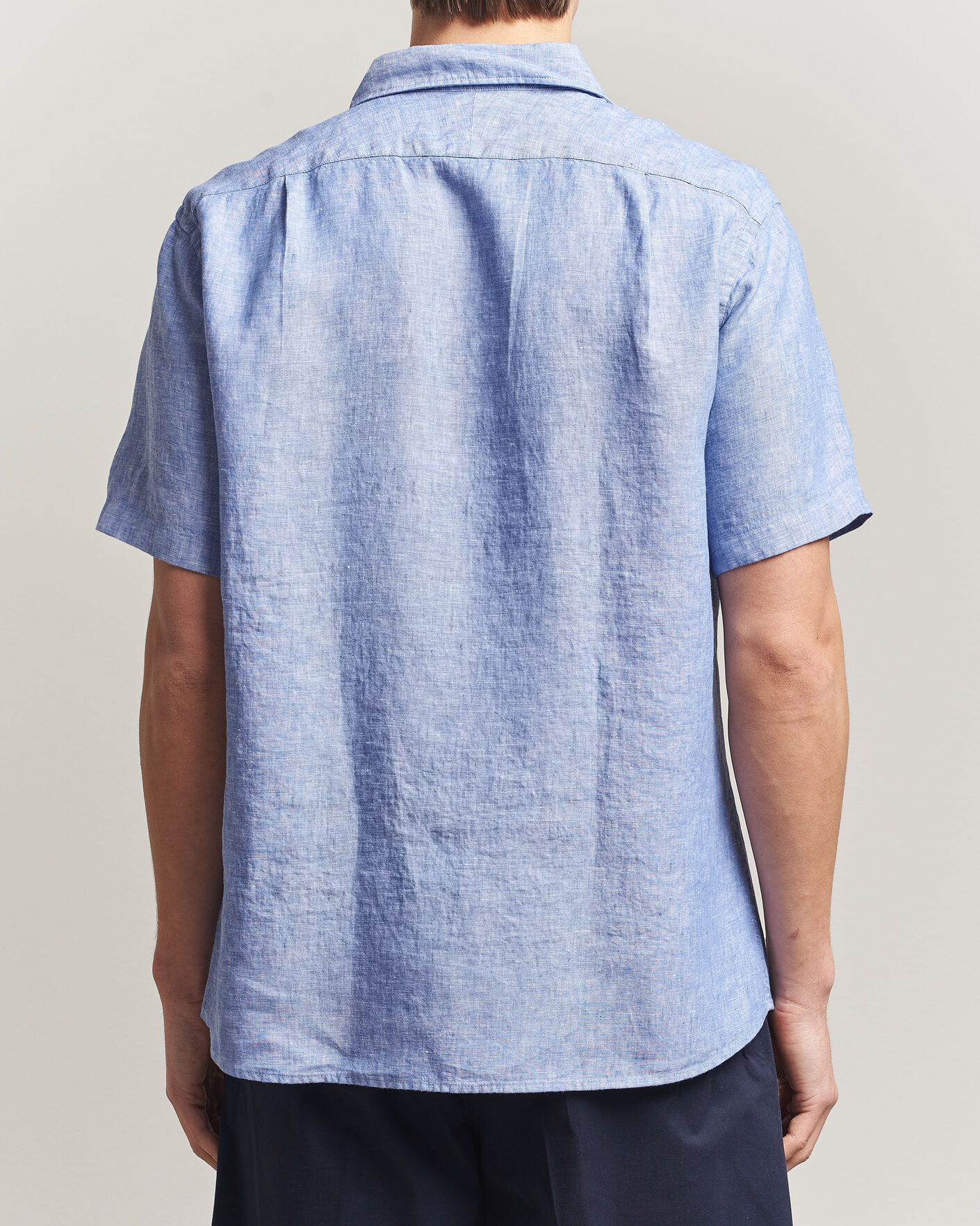 Herren | Hemden | Charles Tyrwhitt | Pure Linen Short Sleeve Slim Fit Shirt Cornflower Blue