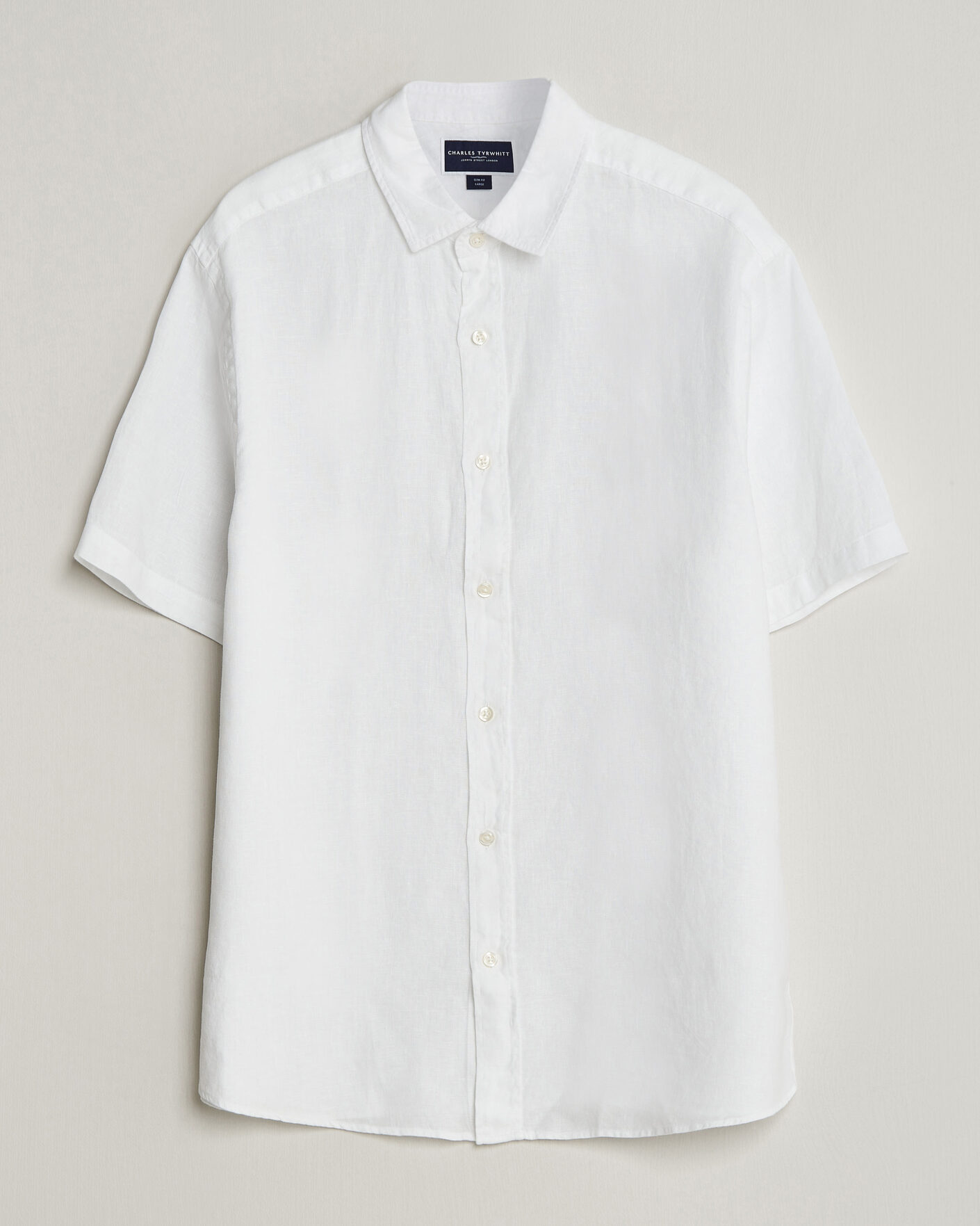 Herren | Hemden | Charles Tyrwhitt | Pure Linen Short Sleeve Slim Fit Shirt White
