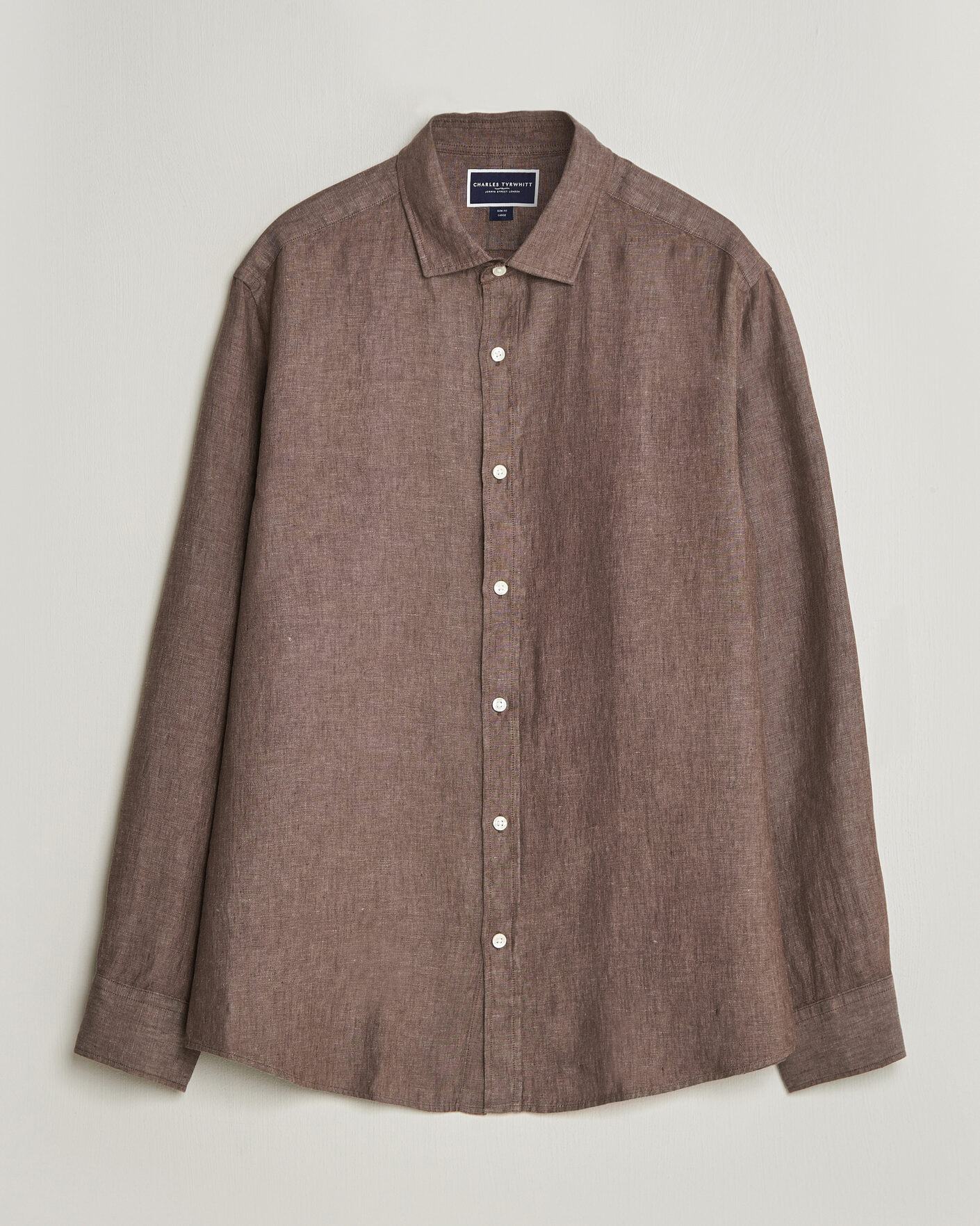 Herren | Hemden | Charles Tyrwhitt | Pure Linen Slim Fit Shirt Mocha