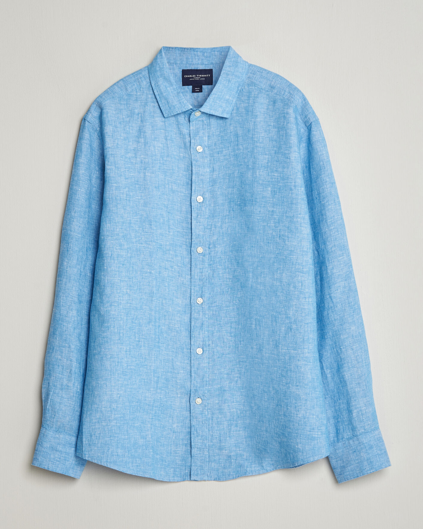 Herren | Hemden | Charles Tyrwhitt | Pure Linen Slim Fit Shirt Ocean Blue
