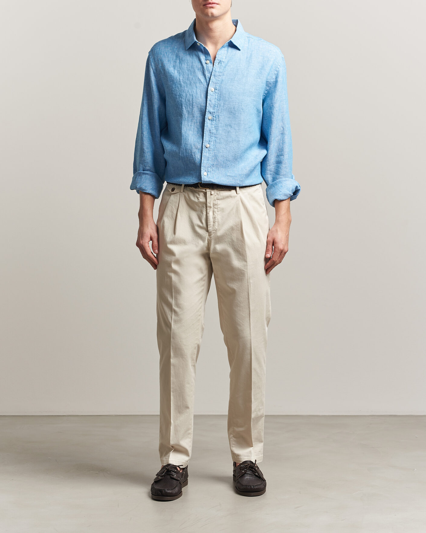 Herren | Hemden | Charles Tyrwhitt | Pure Linen Slim Fit Shirt Ocean Blue