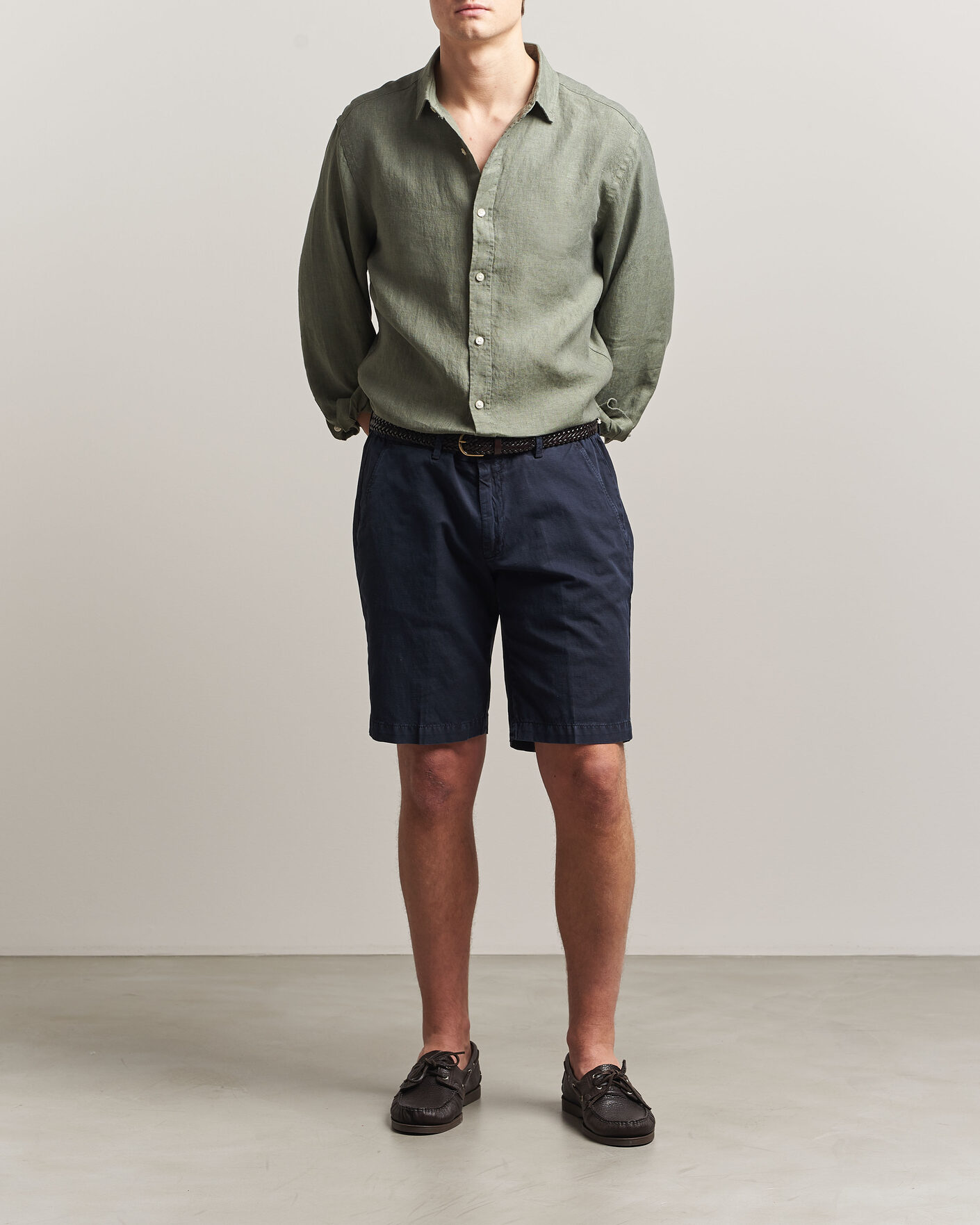 Herren | Hemden | Charles Tyrwhitt | Pure Linen Slim Fit Shirt Olive Green