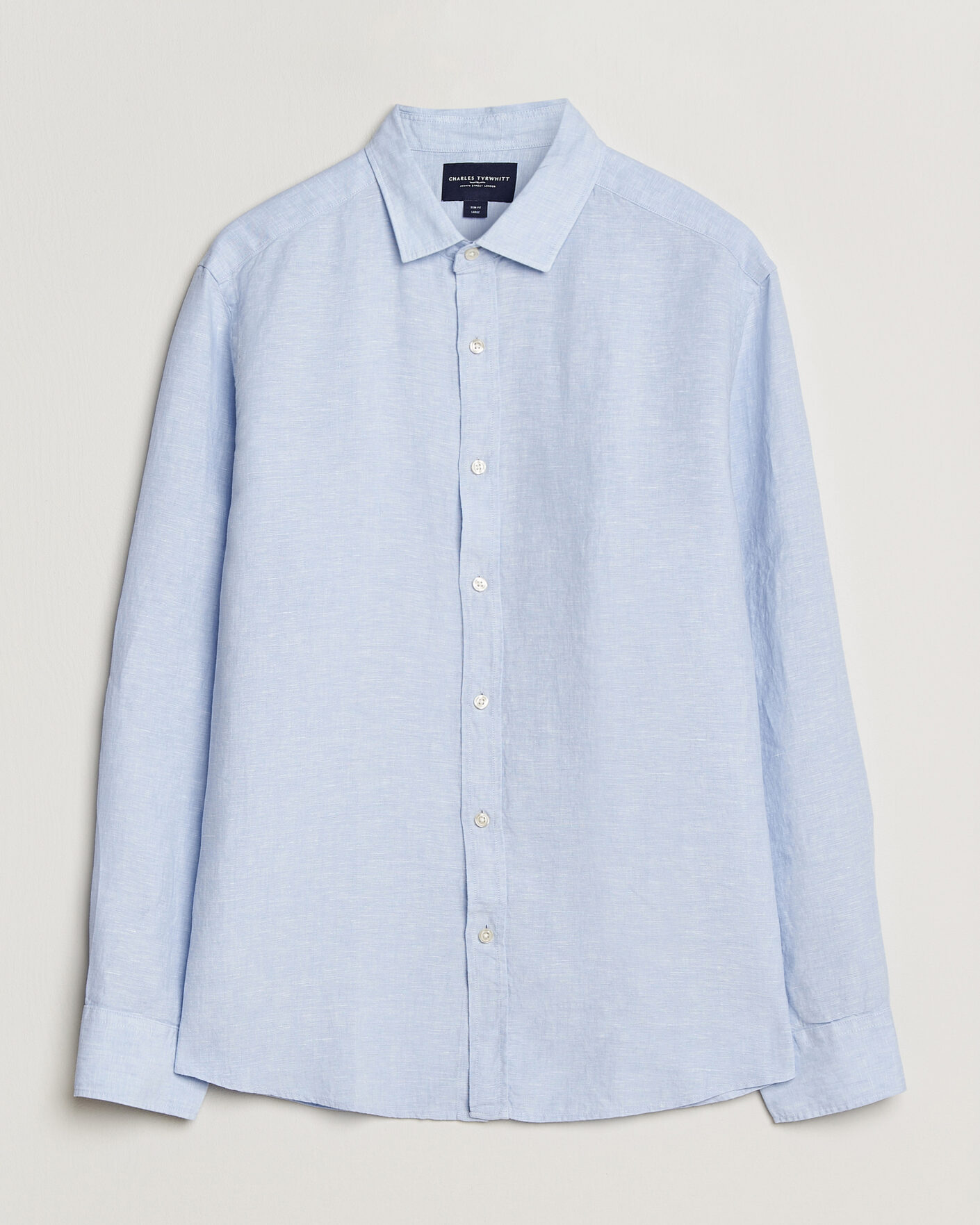 Herren | Hemden | Charles Tyrwhitt | Pure Linen Slim Fit Shirt Sky Blue