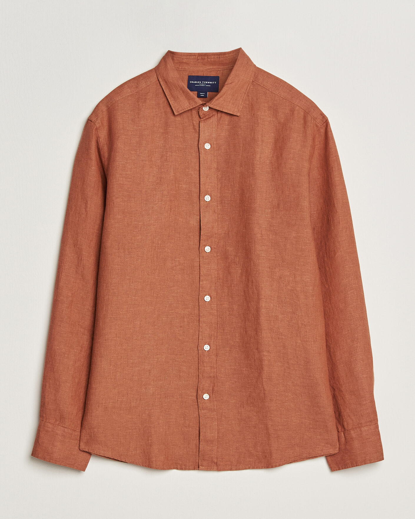 Herren | Hemden | Charles Tyrwhitt | Pure Linen Slim Fit Shirt Burnt Orange
