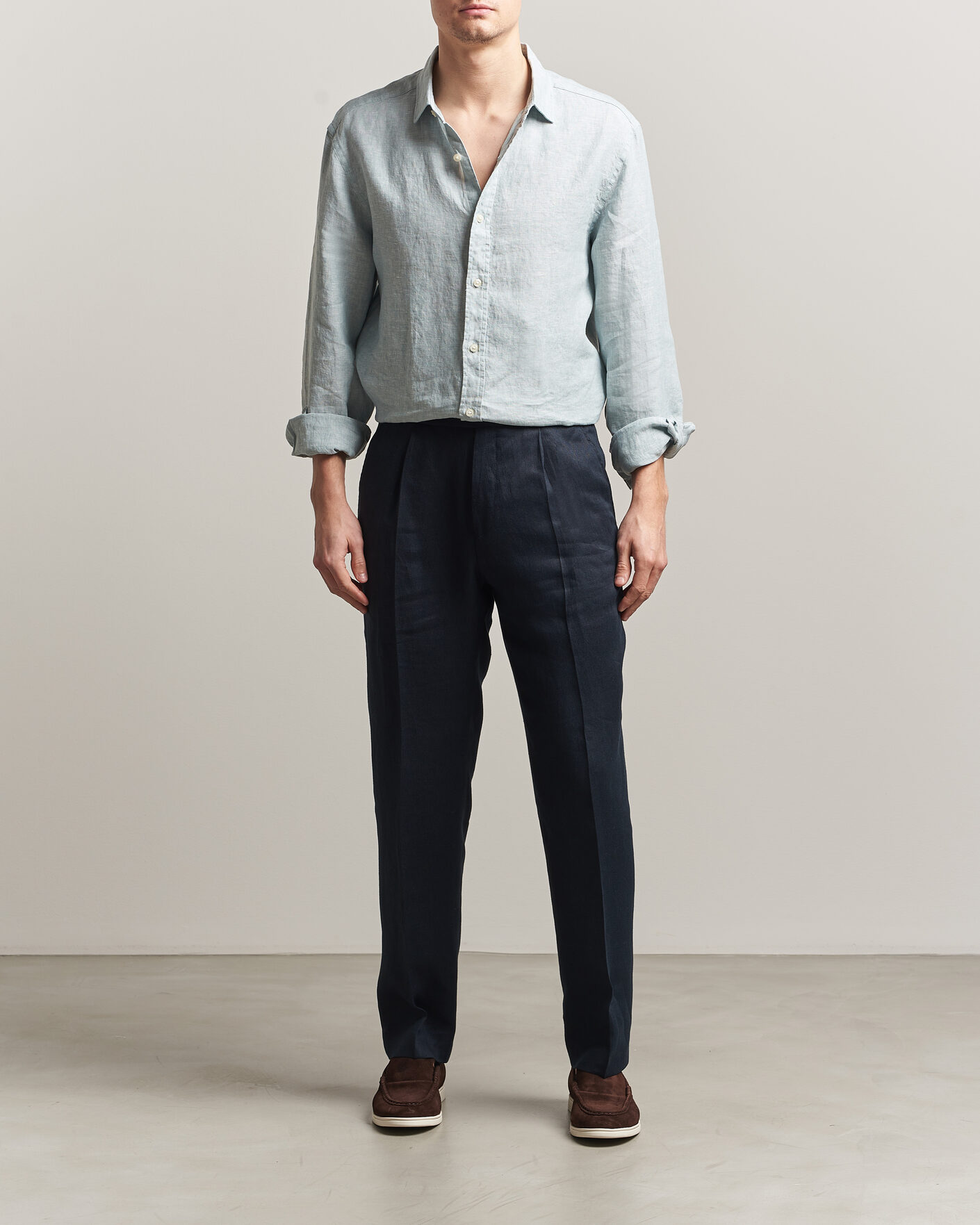 Herren | Hemden | Charles Tyrwhitt | Pure Linen Slim Fit Shirt Pale Teal Green