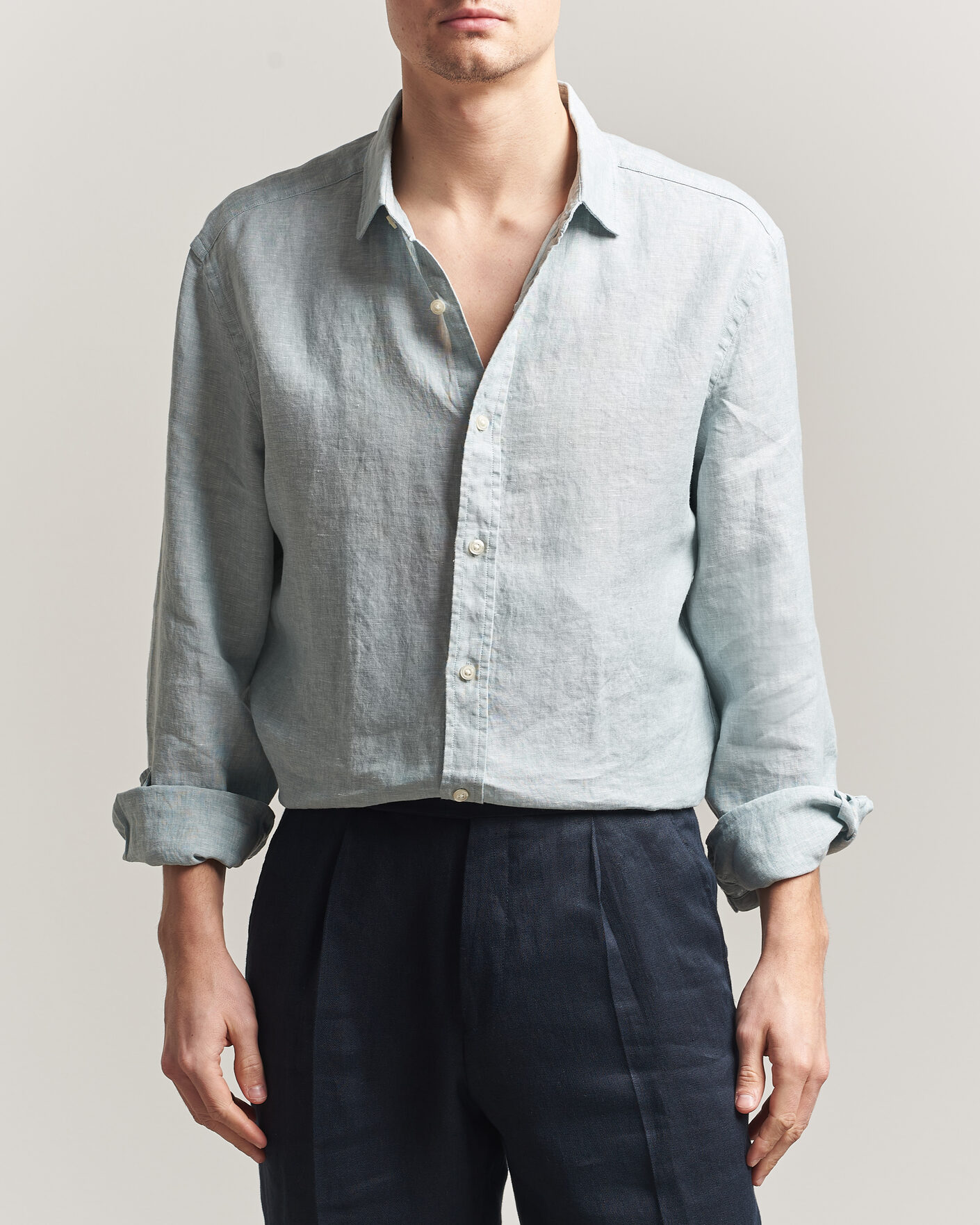 Herren | Hemden | Charles Tyrwhitt | Pure Linen Slim Fit Shirt Pale Teal Green