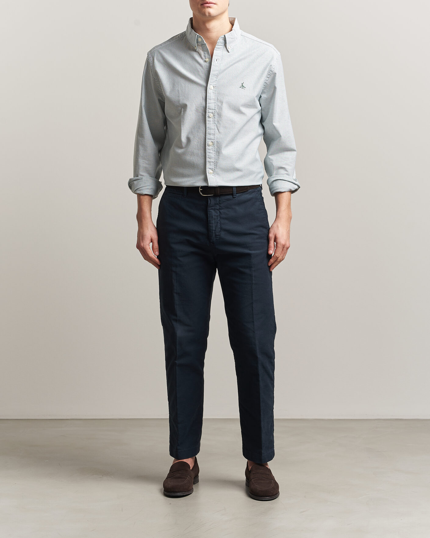 Herren | Hemden | Charles Tyrwhitt | Button Down Stretch Oxford Shirt Green/White