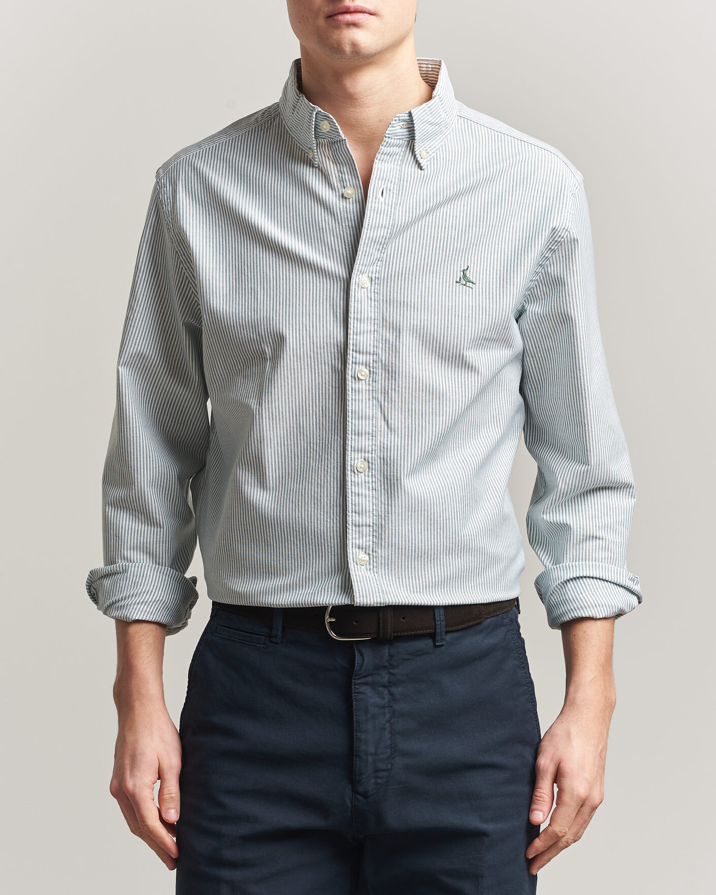 Herren | Hemden | Charles Tyrwhitt | Button Down Stretch Oxford Shirt Green/White