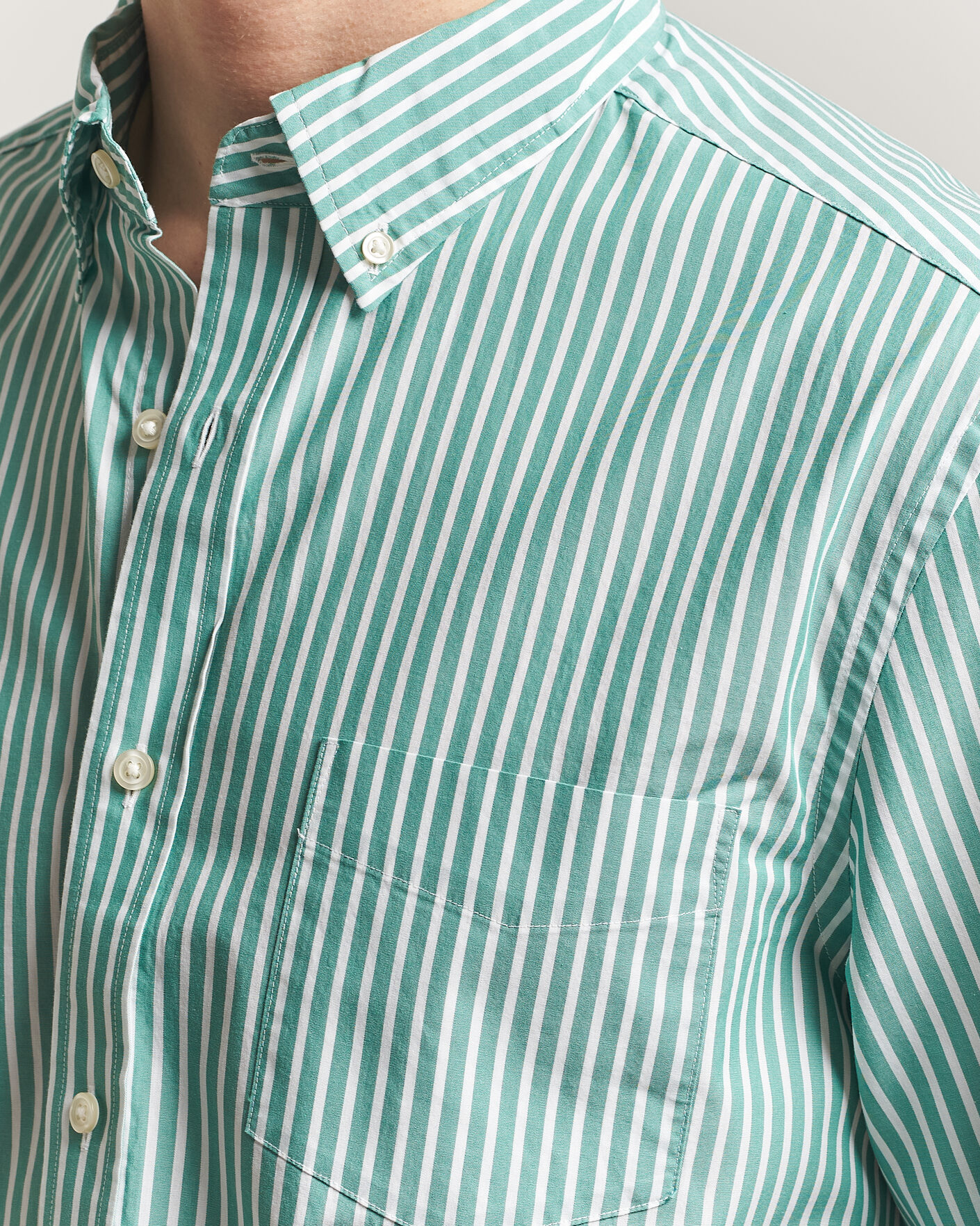Herren | Hemden | Charles Tyrwhitt | Button Down Stretch Poplin Shirt Green Stripe
