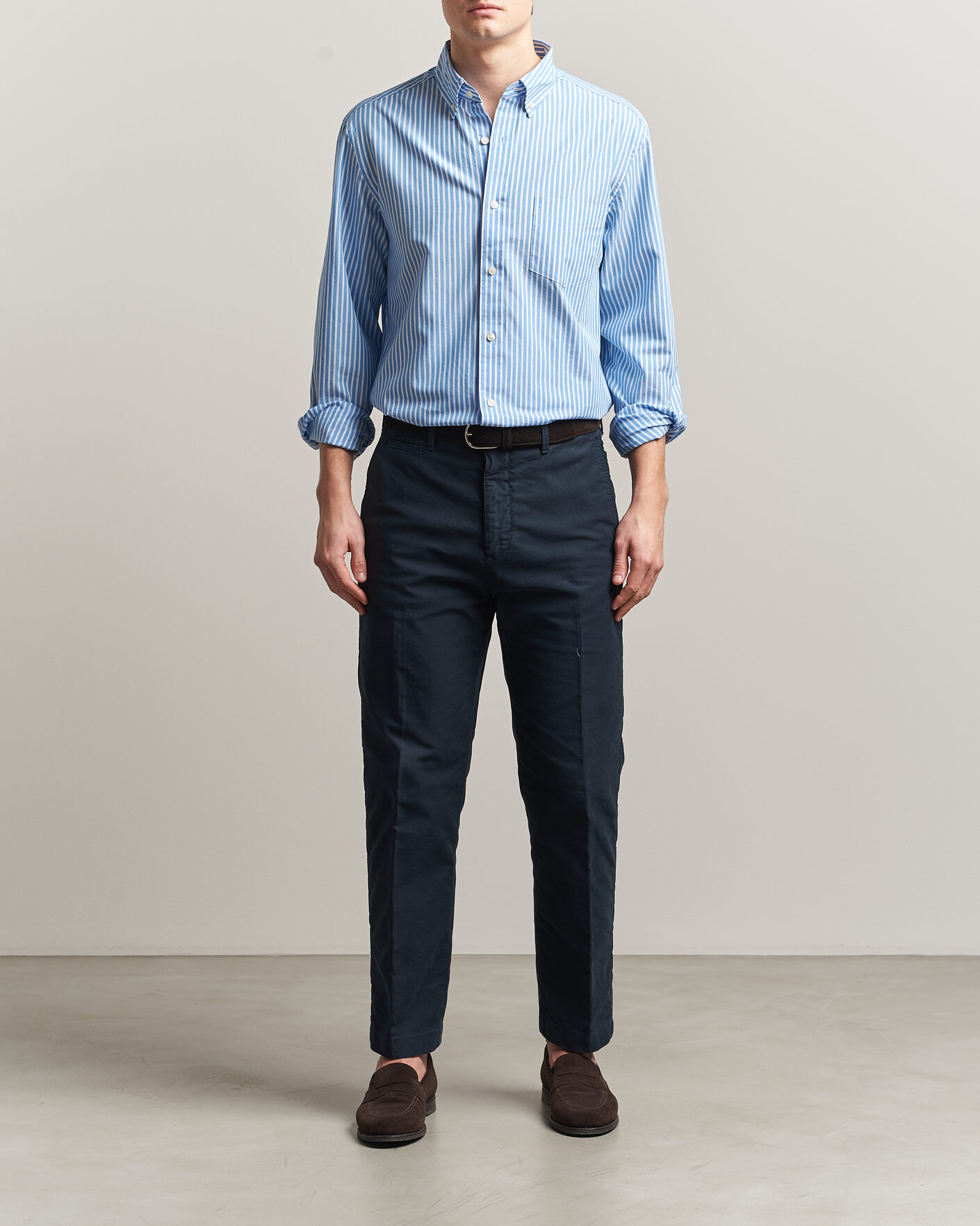 Herren | Hemden | Charles Tyrwhitt | Button Down Stretch Poplin Shirt Ocean Blue