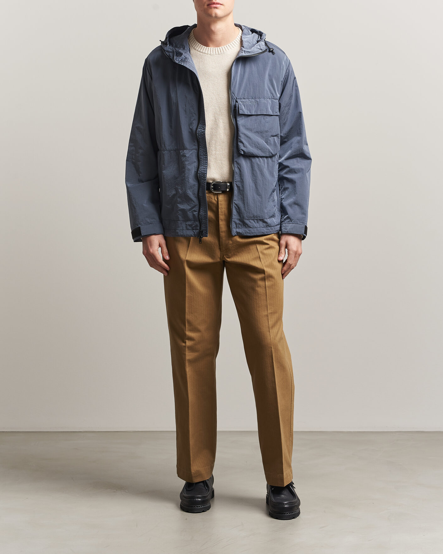 Herren | Jacken | Woolrich | Shiny Nylon Hooded Jacket Grisaille