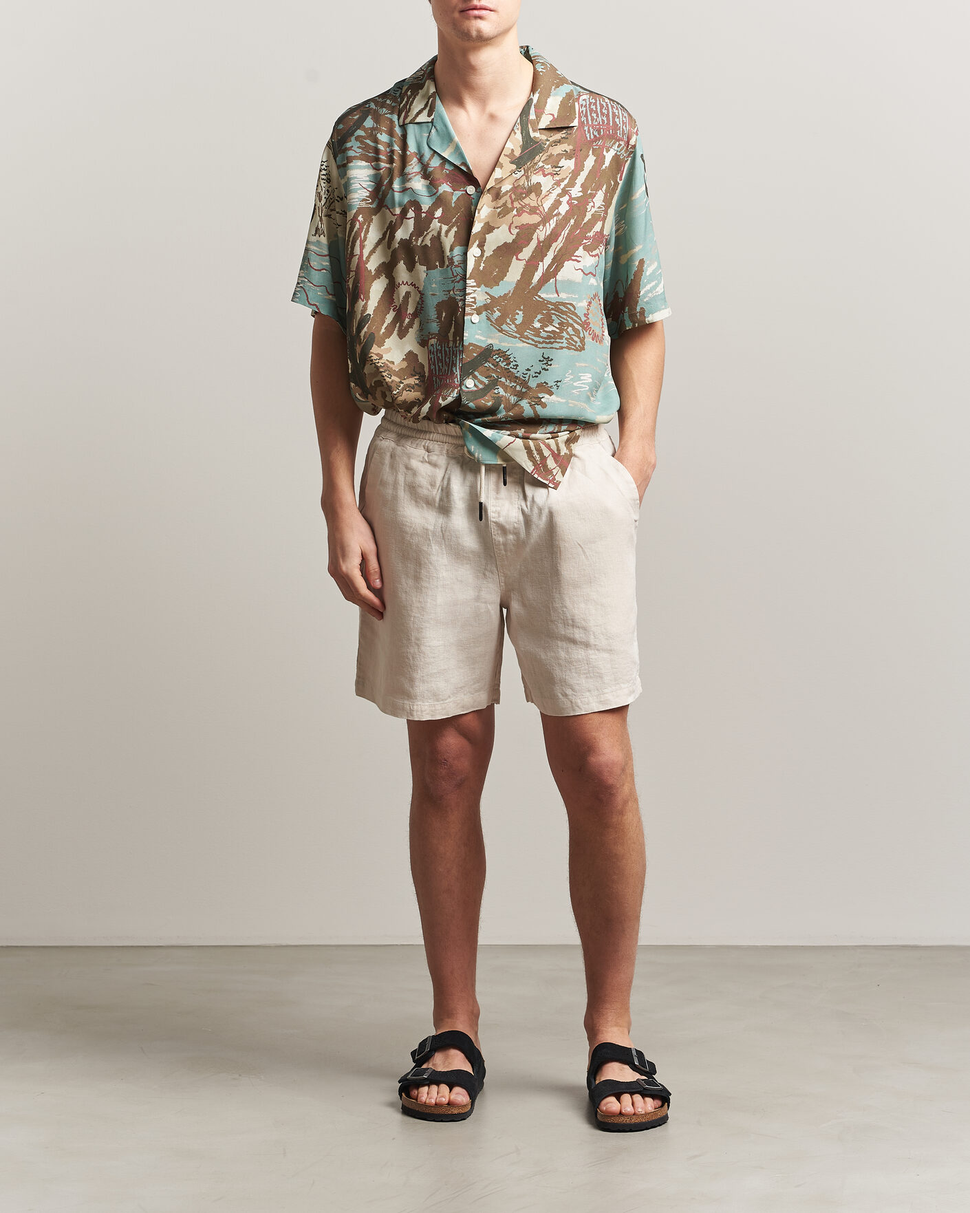 Herren | Shorts | OAS | Porto Linen Shorts Beige