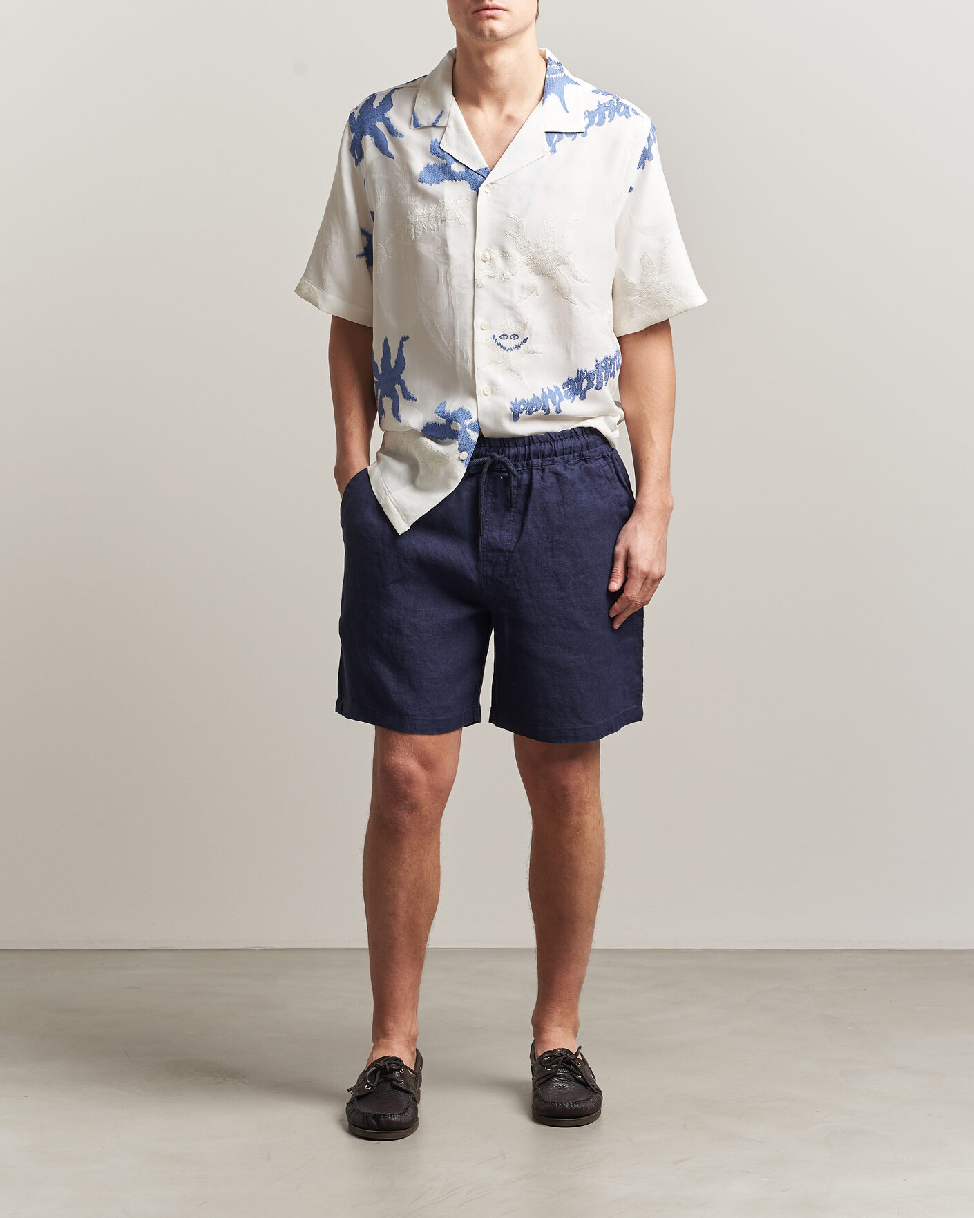 Herren | Shorts | OAS | Porto Linen Shorts Navy
