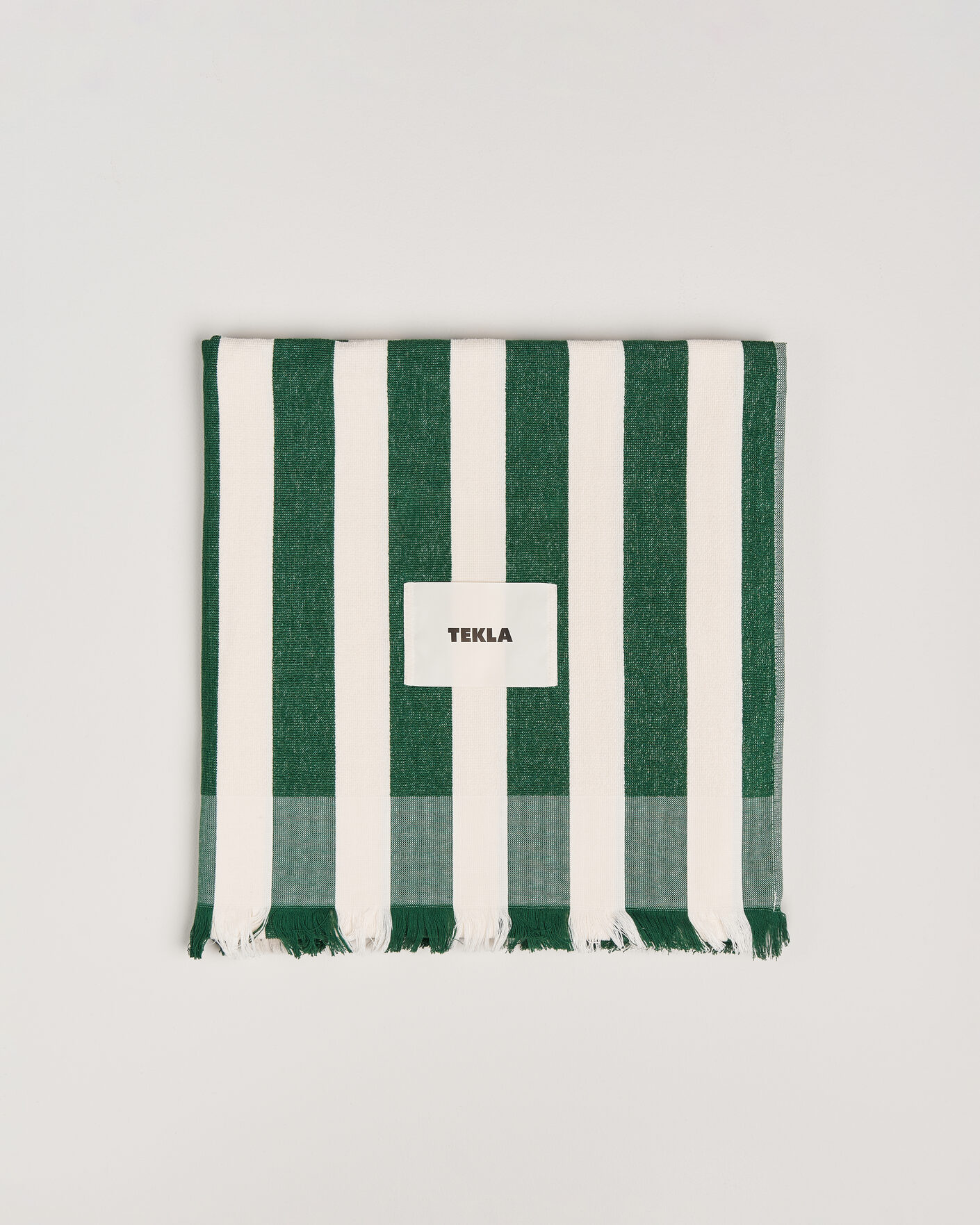 Herren | Tekla Organic Terry Beach Towel Green Deck Stripes | Tekla | Organic Terry Beach Towel Green Deck Stripes