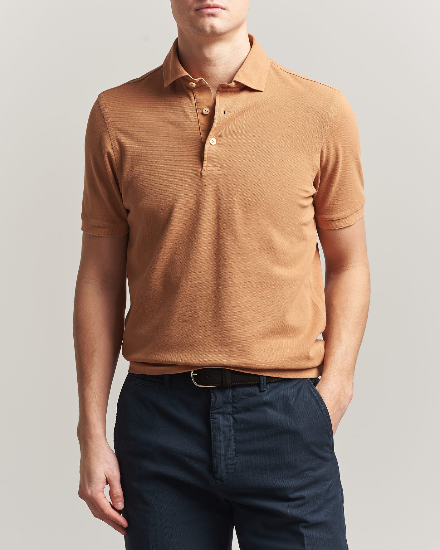 Herren | Poloshirts | Gran Sasso | Washed Polo Apricot Orange