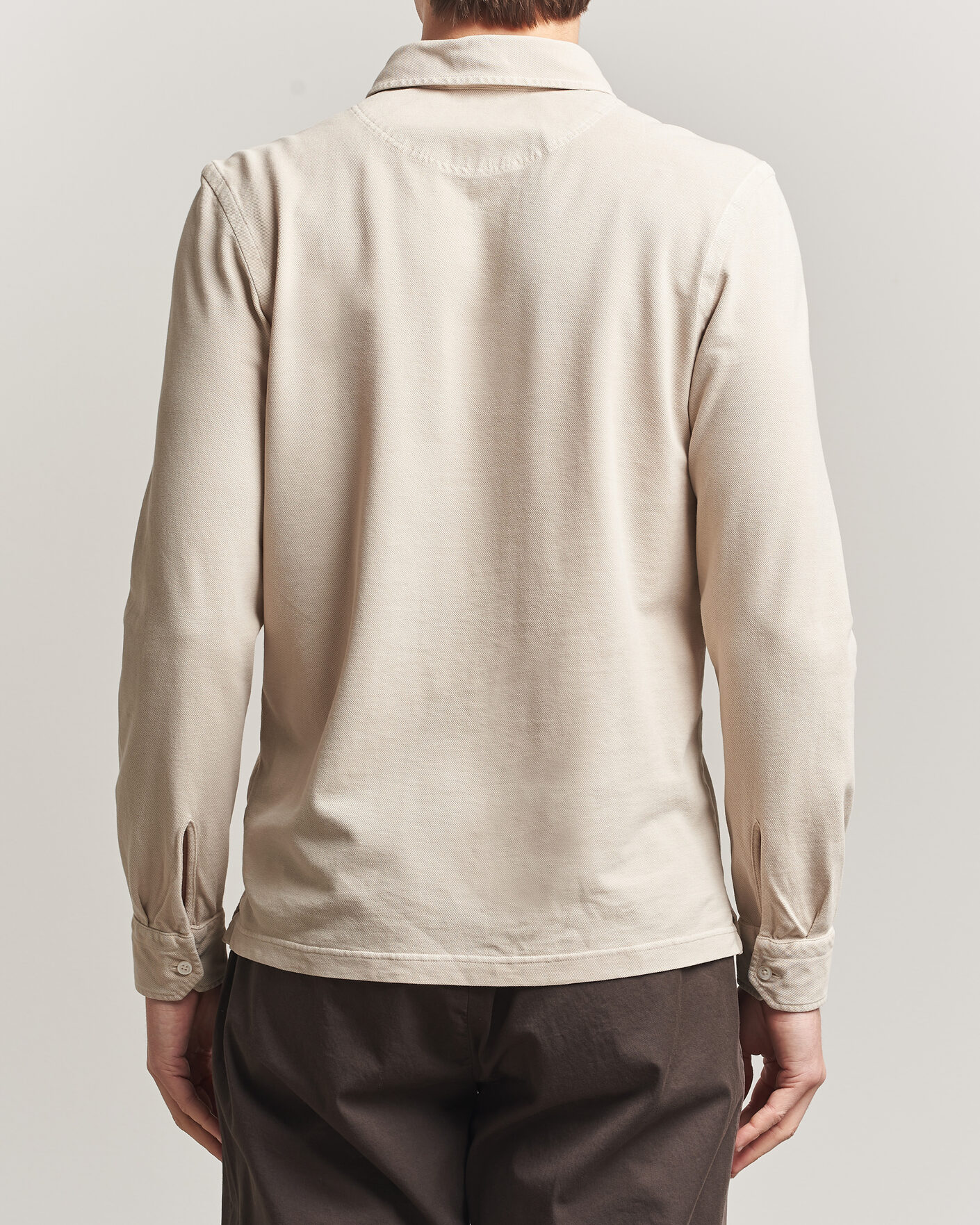 Herren | Poloshirts | Gran Sasso | Washed Long Sleeve Polo Beige Melange