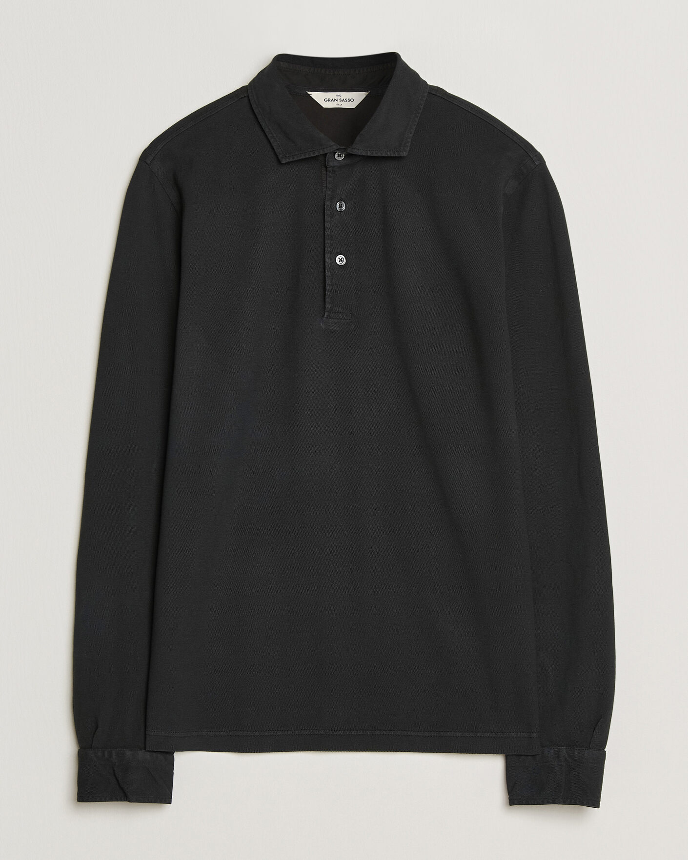Herren | Poloshirts | Gran Sasso | Washed Long Sleeve Polo Black