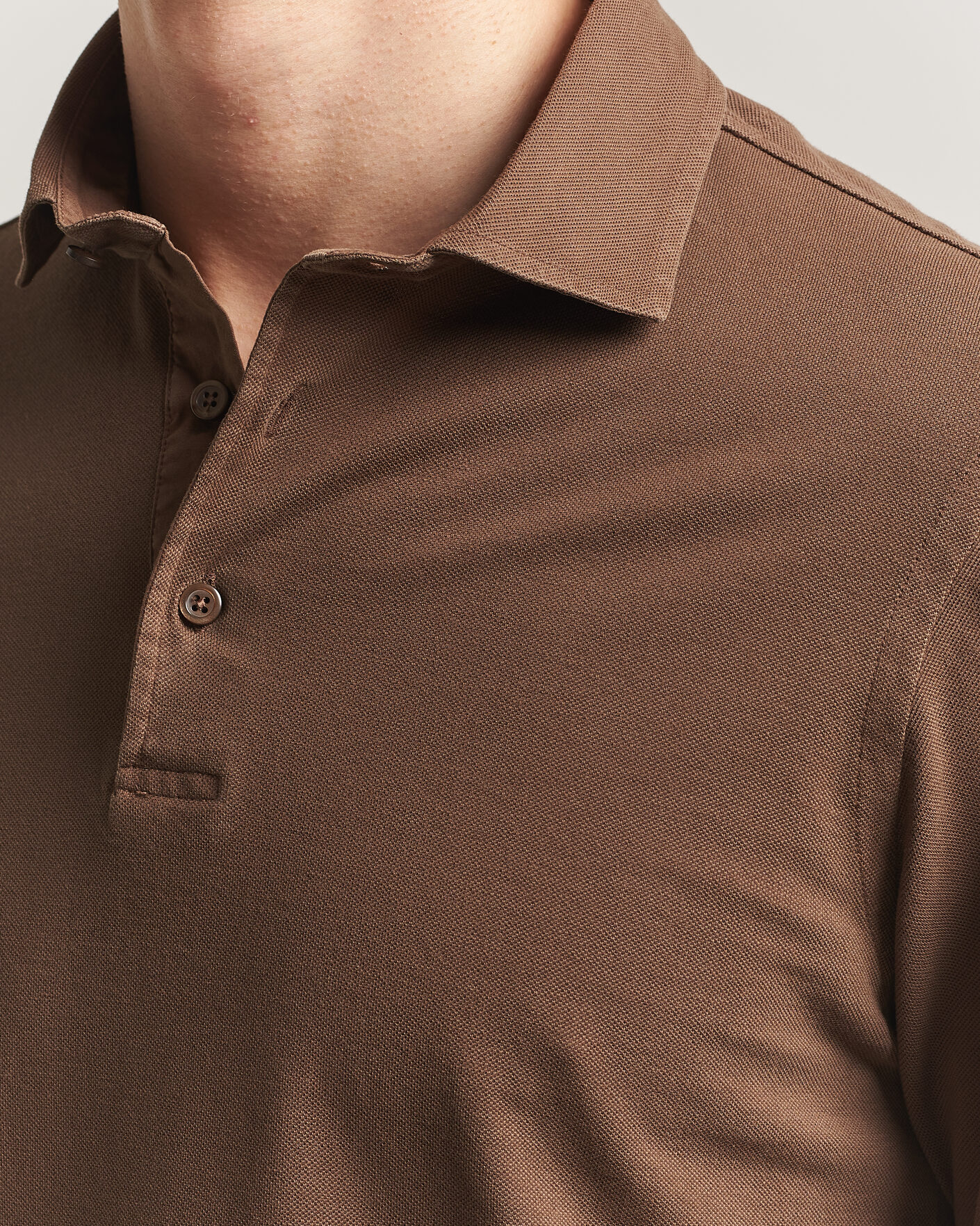 Herren | Poloshirts | Gran Sasso | Washed Long Sleeve Polo Brown