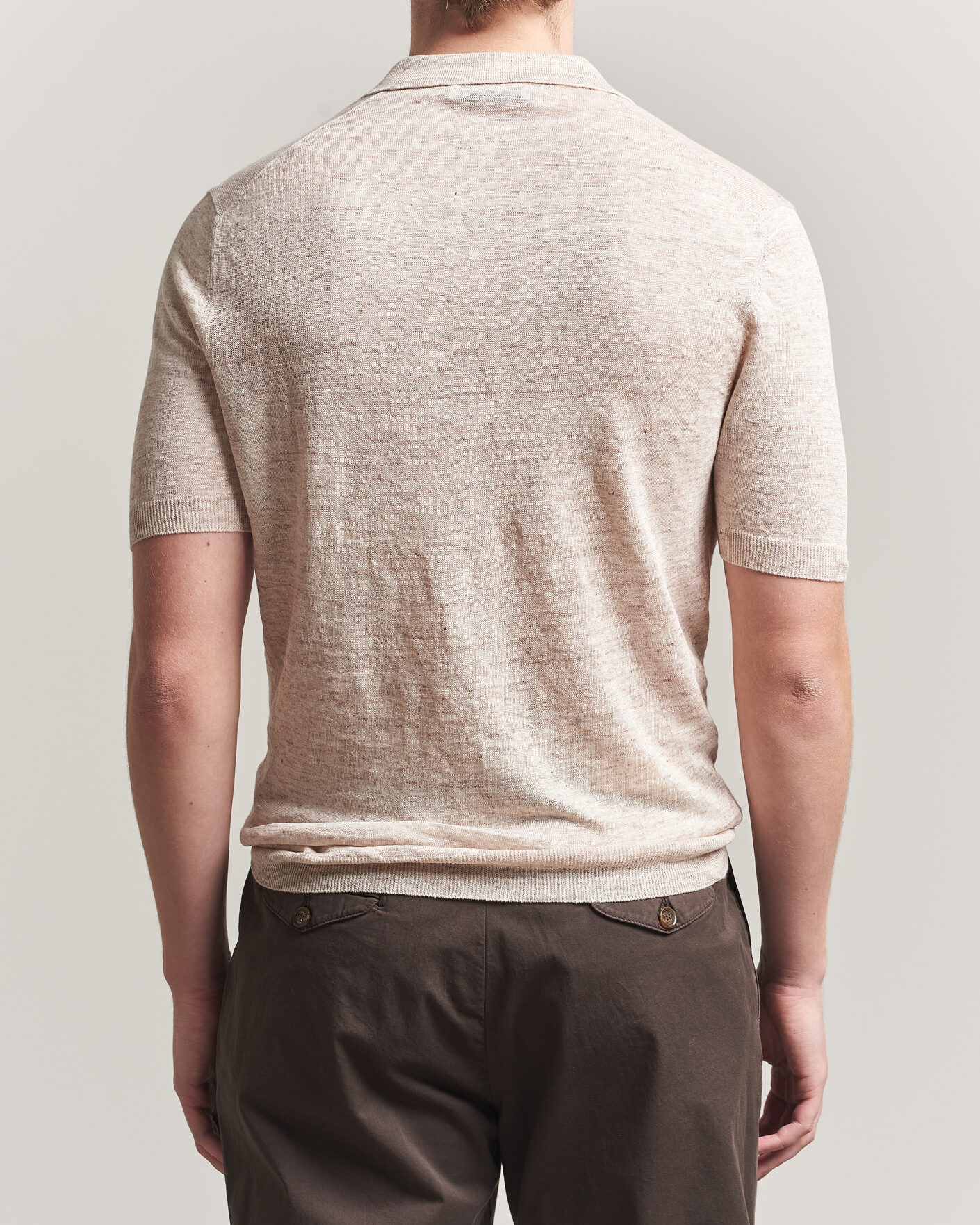 Herren | Poloshirts | Gran Sasso | Washed Knitted Linen Polo Beige Melange