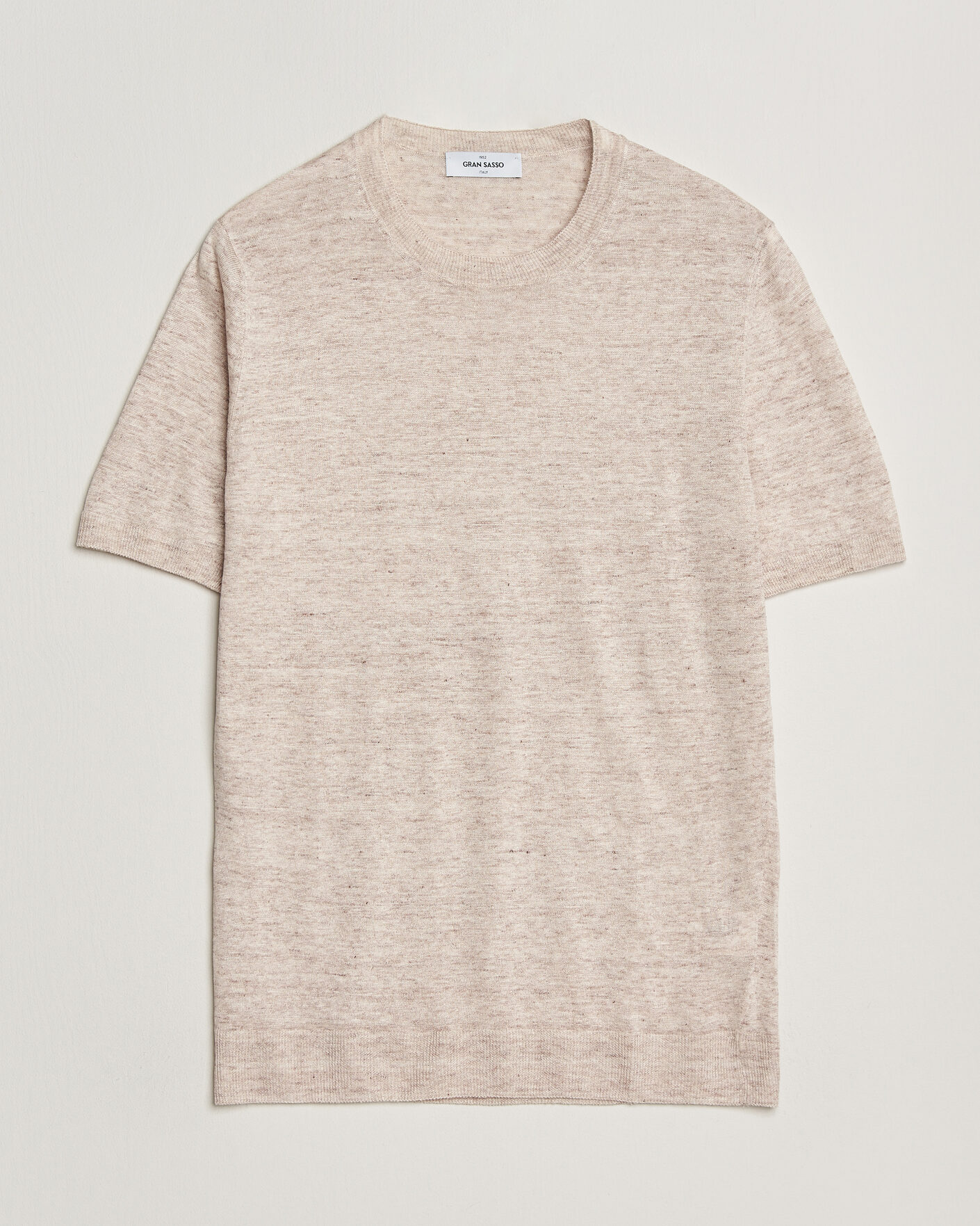 Herren | T-Shirts | Gran Sasso | Washed Knitted Linen T-Shirt Beige Melange