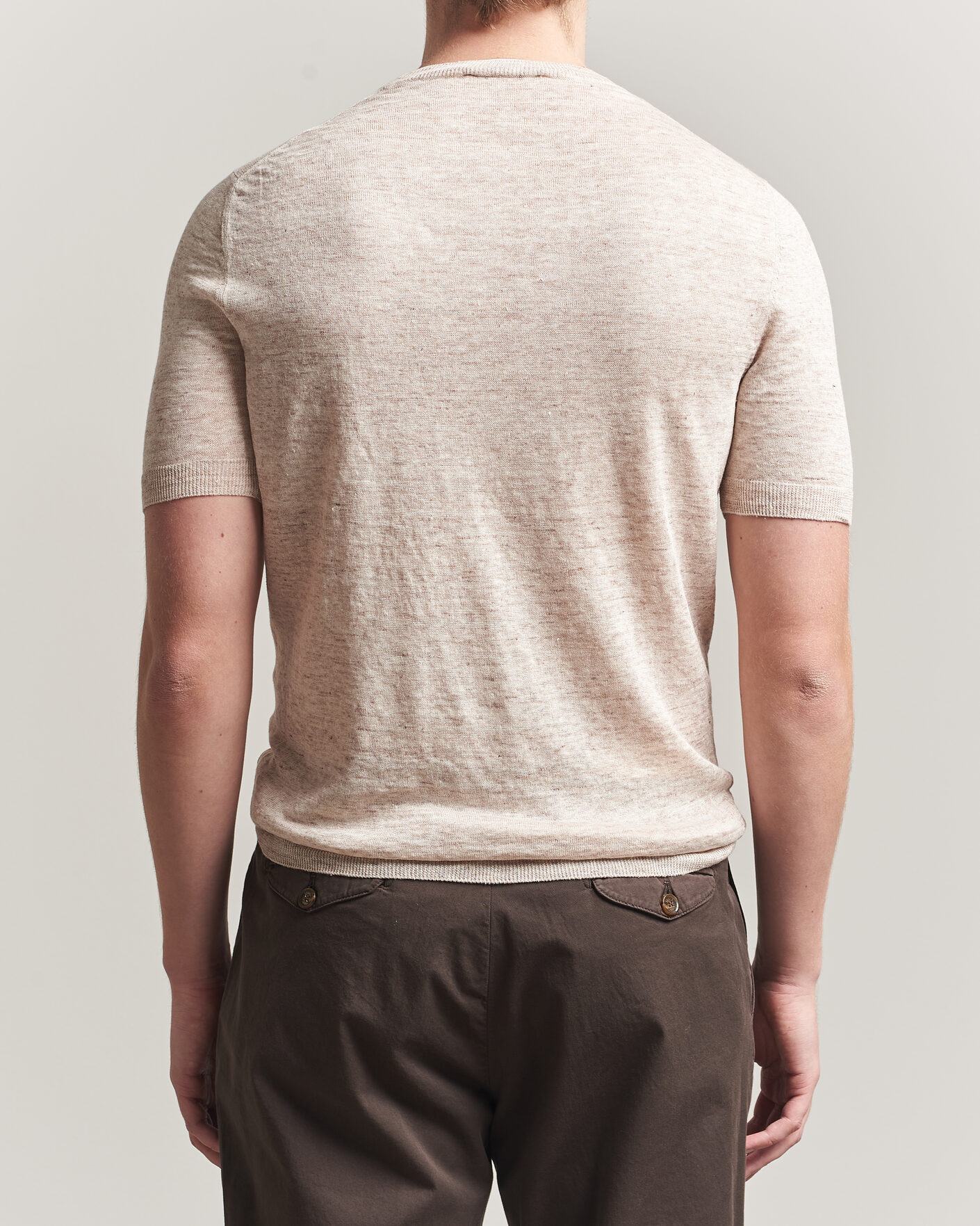 Herren | T-Shirts | Gran Sasso | Washed Knitted Linen T-Shirt Beige Melange