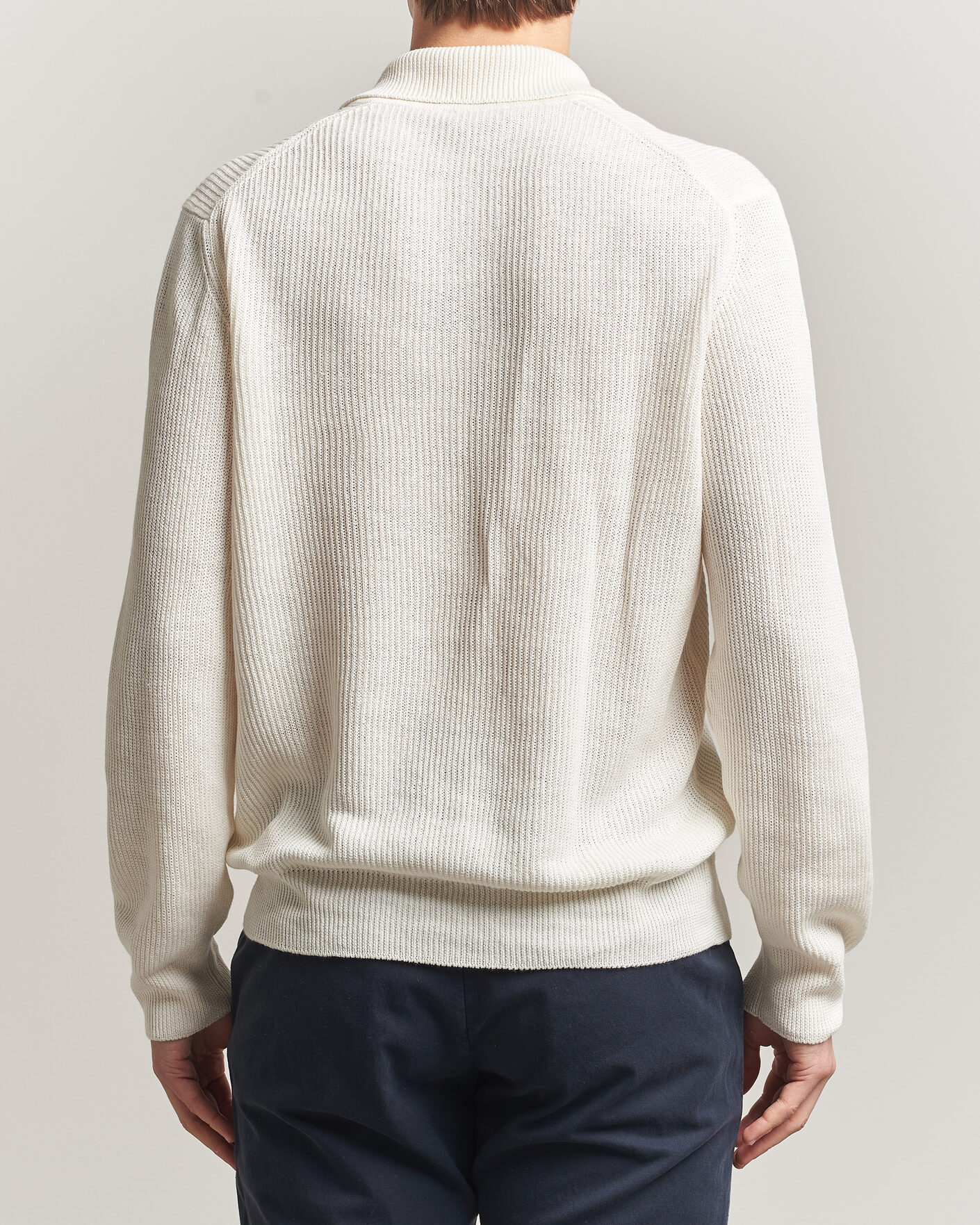 Herren | Pullover | Gran Sasso | Linen/Cotton Open Collar Knitted Polo Cream
