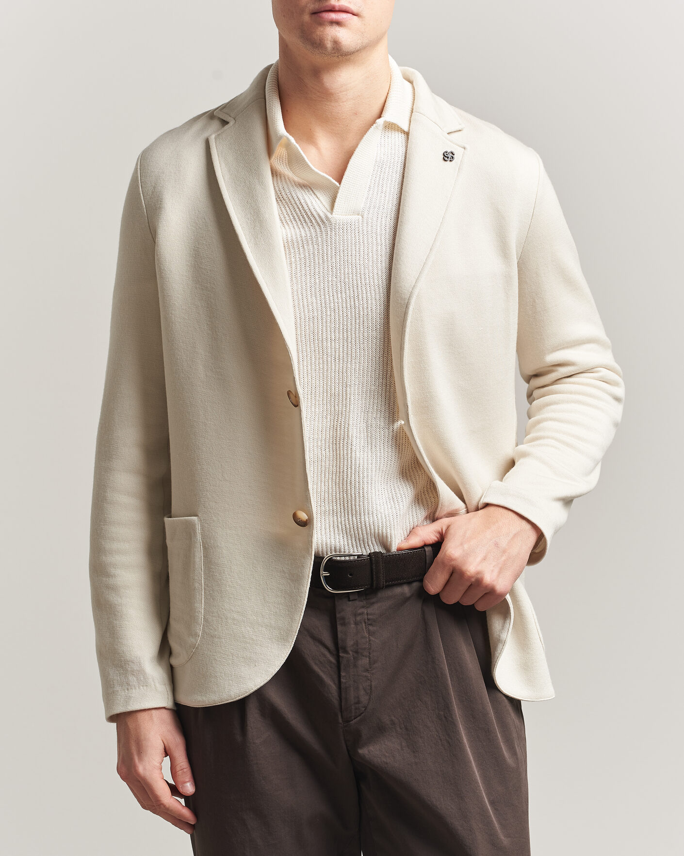 Herren | Sakkos | Gran Sasso | Wool Knitted Blazer Cream