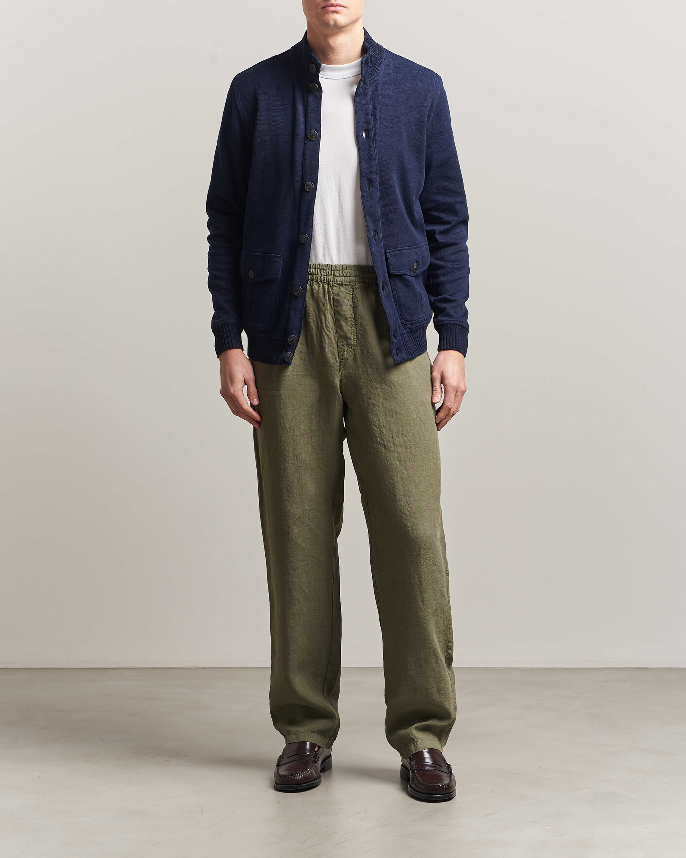 Herren | Jacken | Gran Sasso | Cotton Pocket Knitted Bomber Jacket Navy